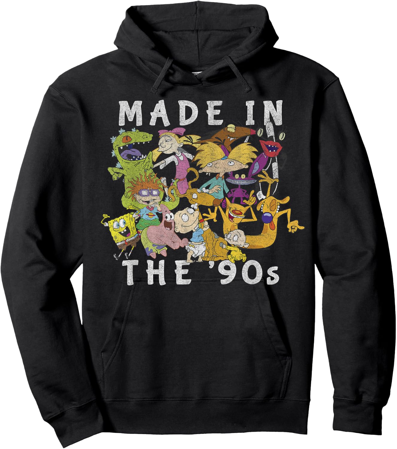 Nickelodeon Made in The 90's Faded Character Collage Hoodie - Hoodie | Black