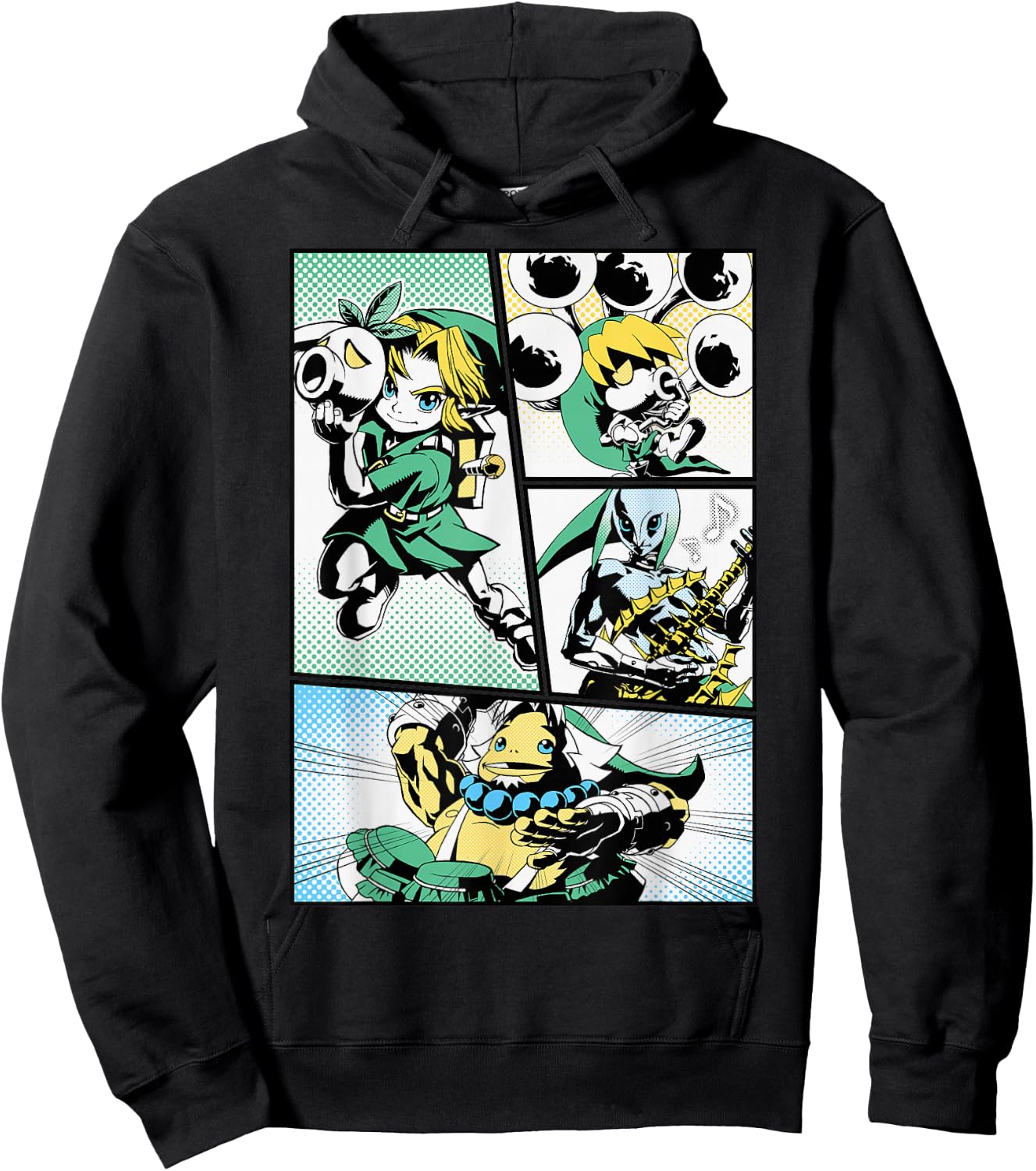 Nintendo Zelda Link Manga Comic Panels Graphic Hoodie - Hoodie | Black
