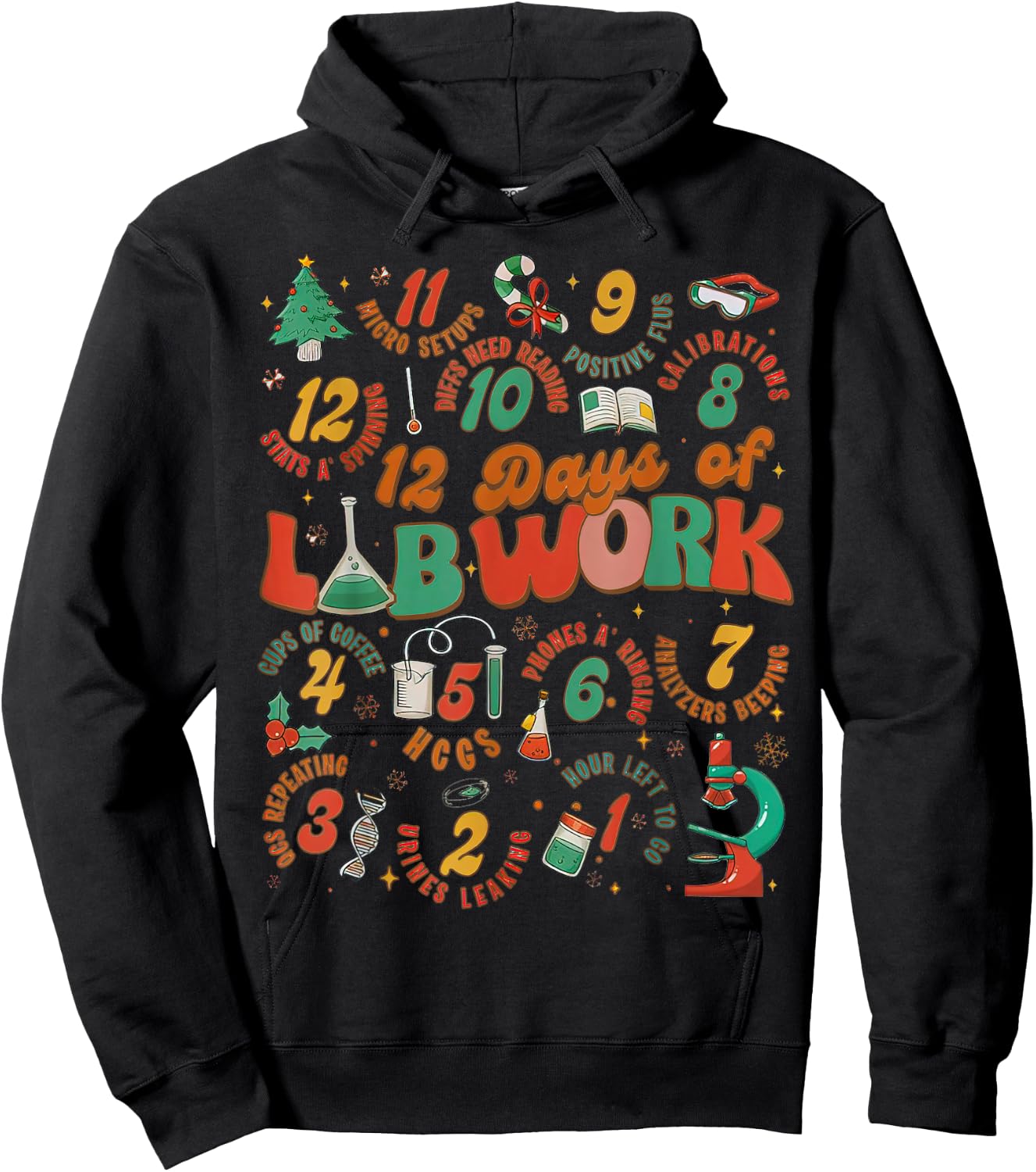 12 Days Of Lab Work, Melted Christmas - Chemist Christmas Hoodie - Hoodie | Black