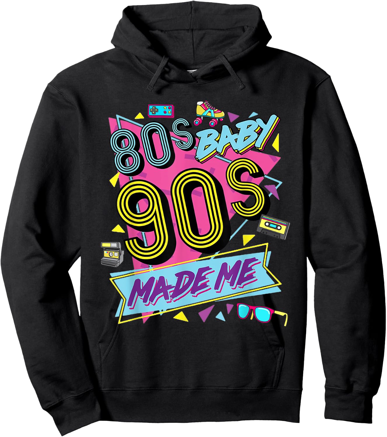 Vintage 1980s 80's Baby 1990s 90's Made Me Retro Nostalgia Hoodie - Hoodie | Black