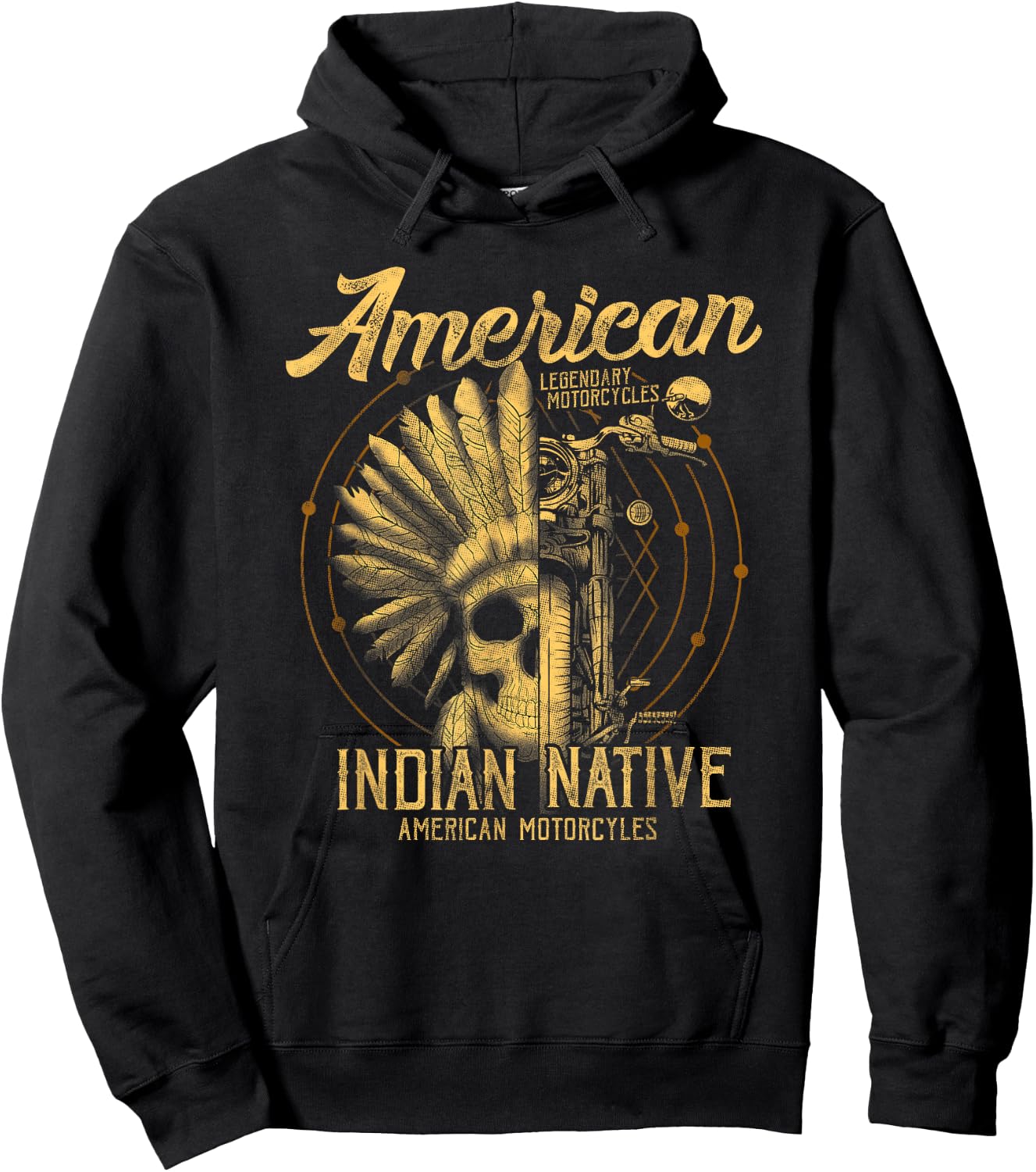 American Native Indian American Motorcycle Gift Hoodie - Hoodie | Black