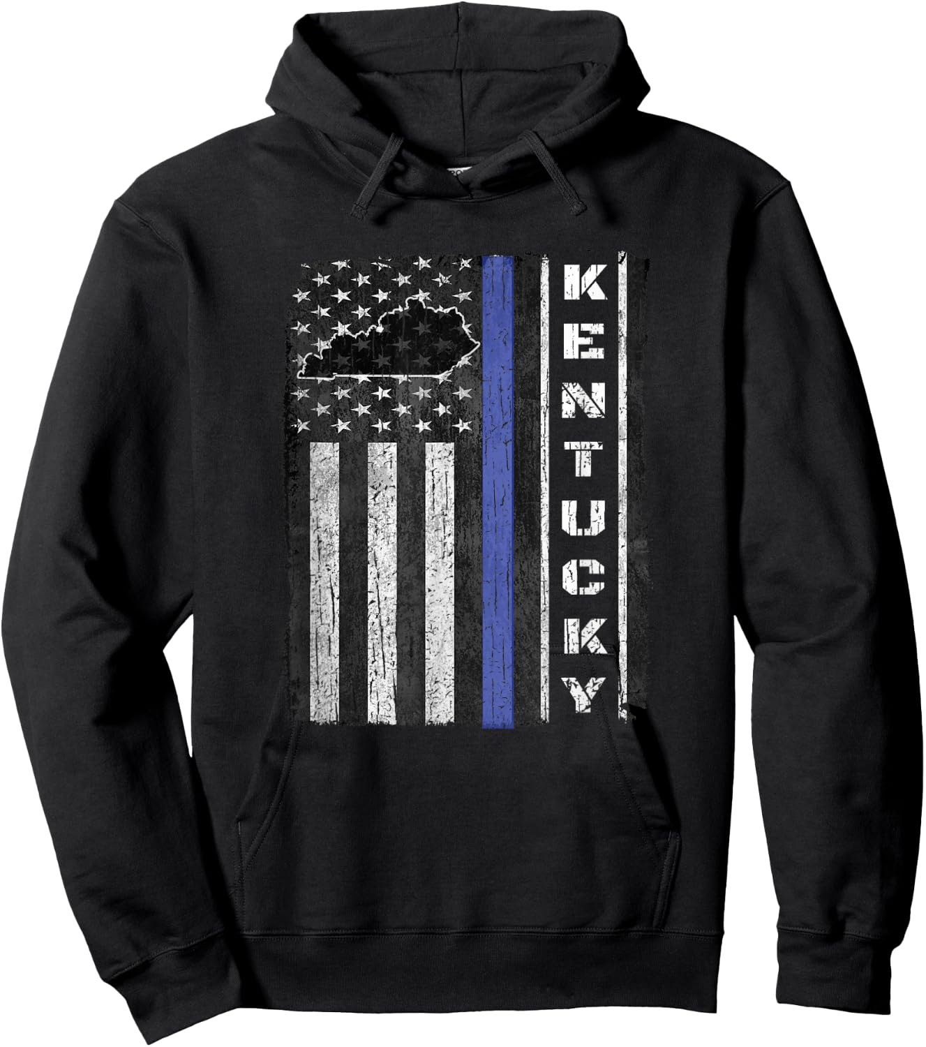 Kentucky Thin Blue Line Police Week USA Flag Gift Dad Cop Hoodie - Hoodie | Black