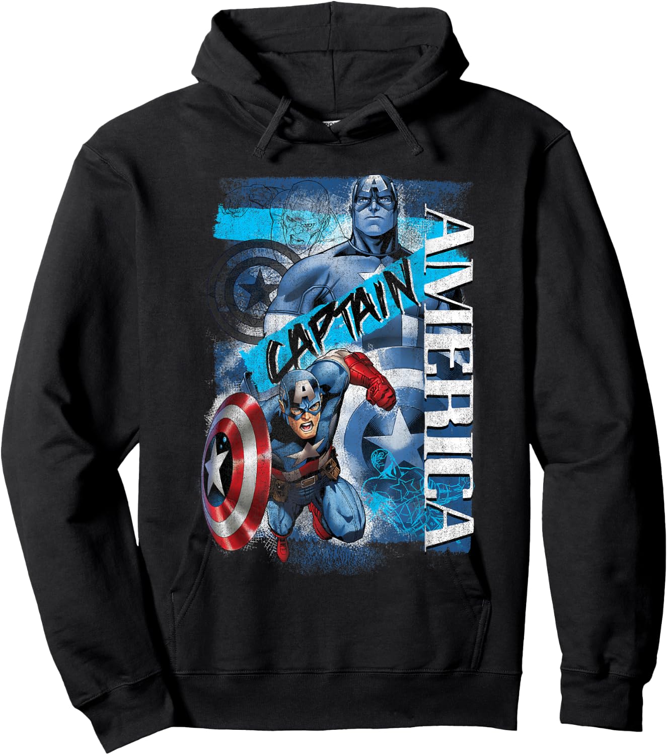 Marvel Avengers Vintage Captain America Logo Collage Hoodie - Hoodie | Black