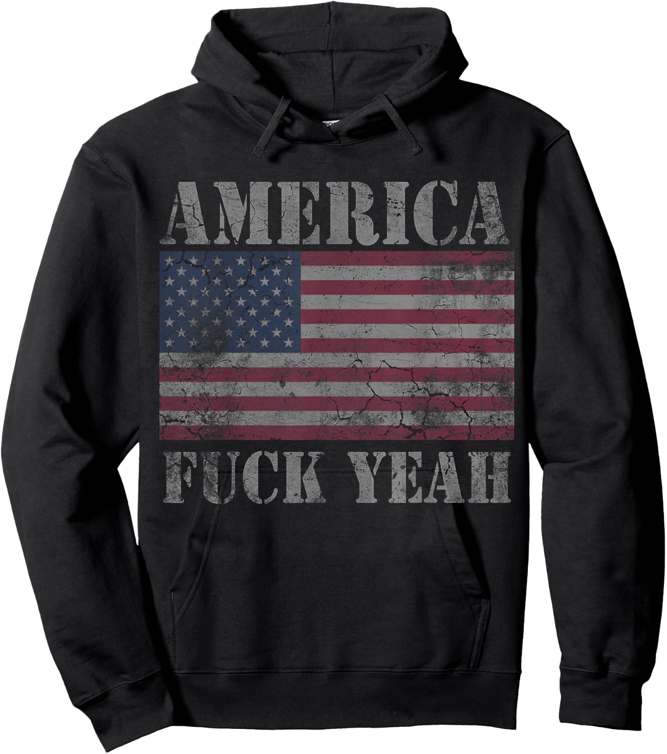 America Fuck Yeah USA Funny Quotes Patriotic Hoodie - Hoodie | Black