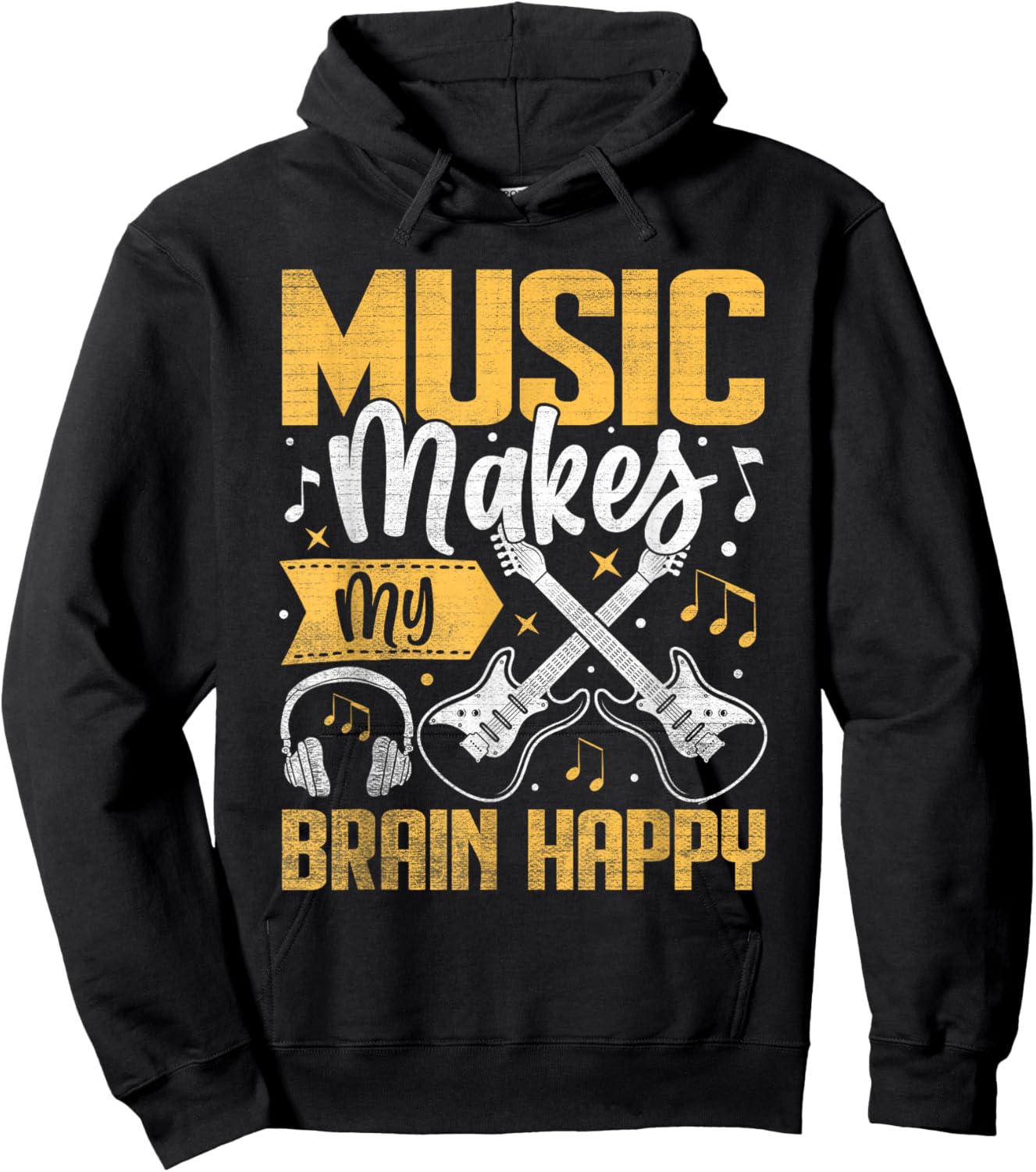 Music Makes My Brain Happy Melody Joy Hoodie - Hoodie | Black