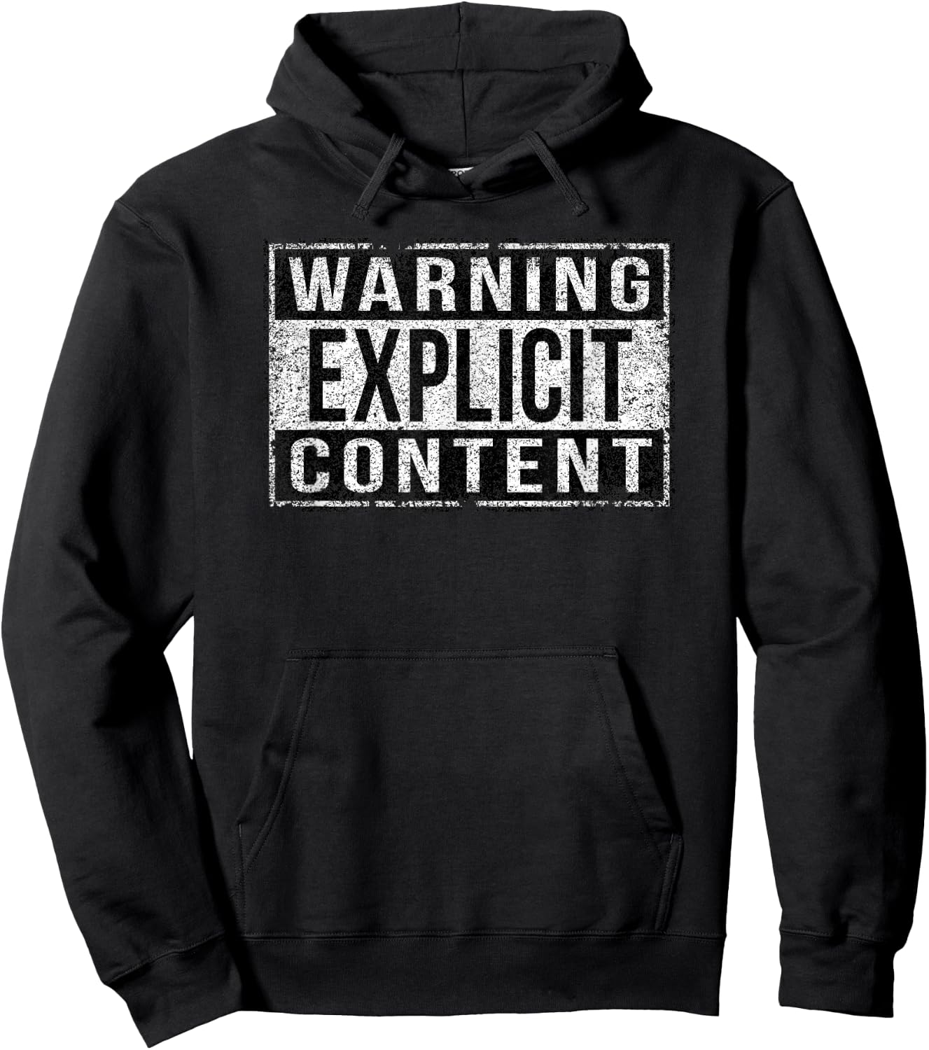 Warning Explicit Content in Distressed Style Hoodie - Hoodie | Black