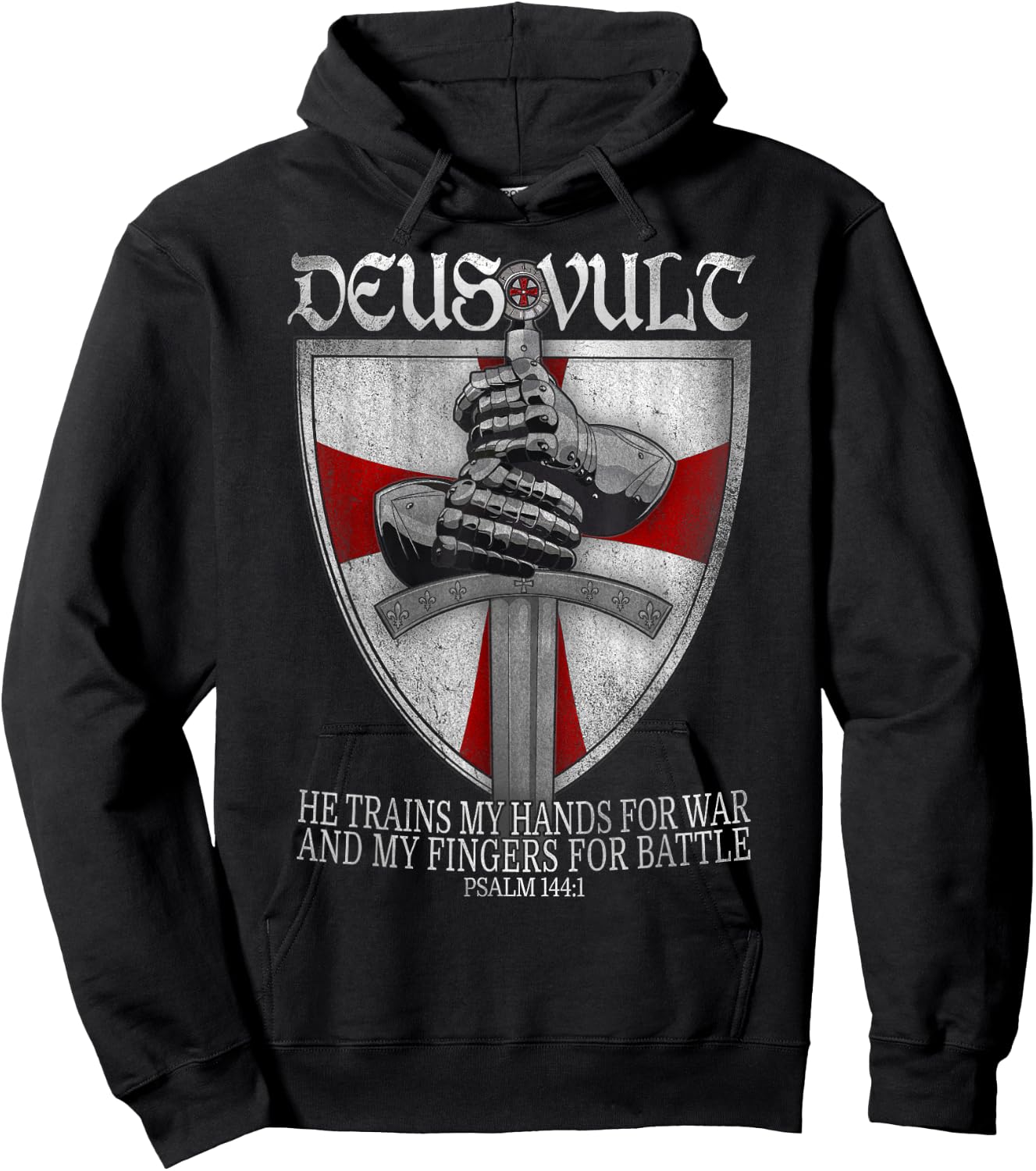 Deus Vult He Trains My Hands For War Templar Knights Hoodie - Hoodie | Black