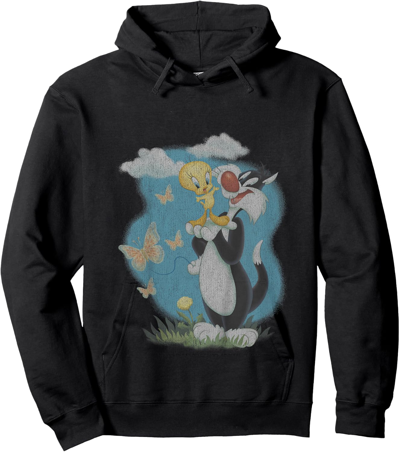 Kids Looney Tunes Sylvester And Tweety Bird Butterfly Portrait Hoodie - Hoodie | Black
