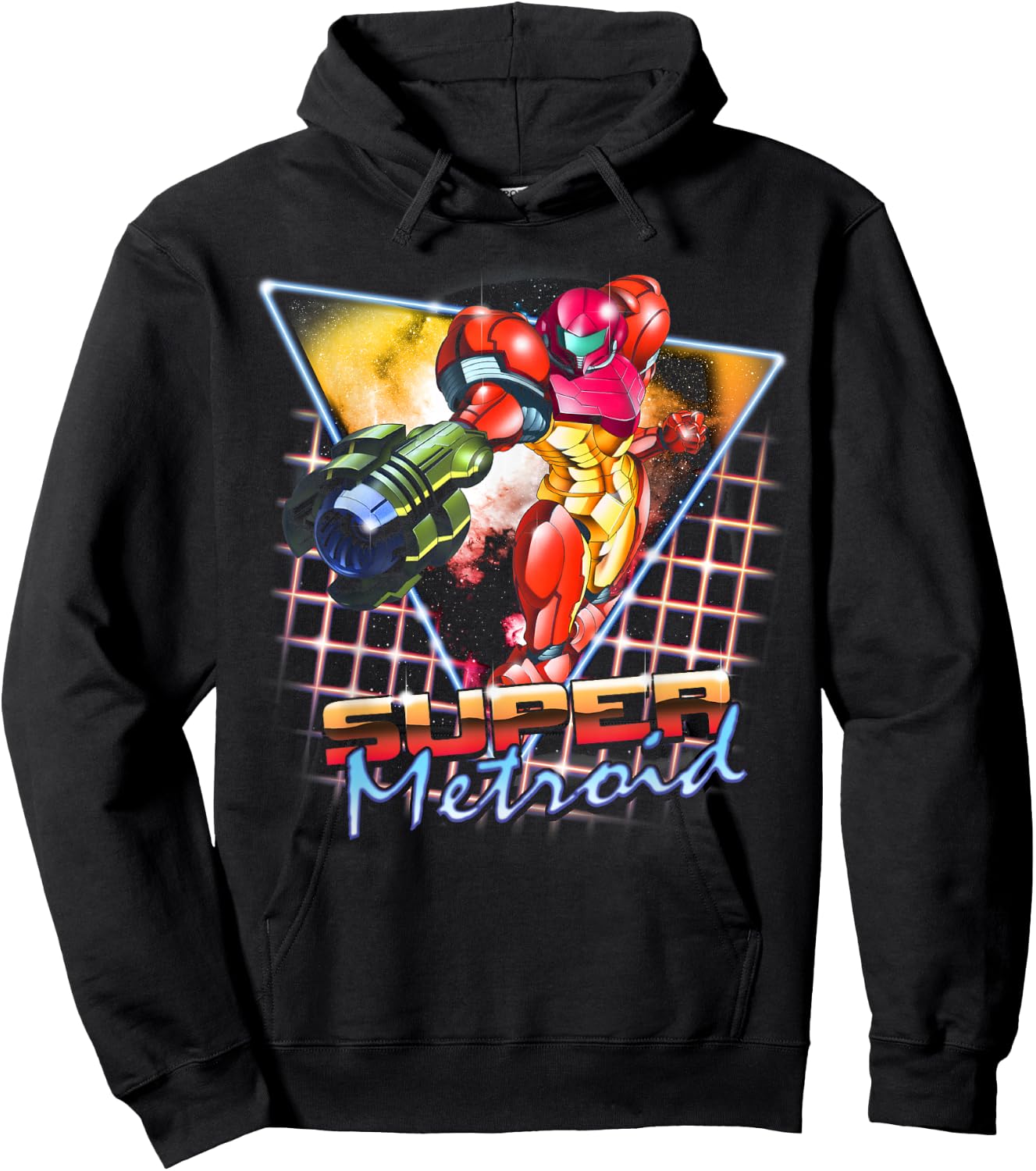 Nintendo Super Metroid Samus Grid Neon Chrome Poster Hoodie - Hoodie | Black