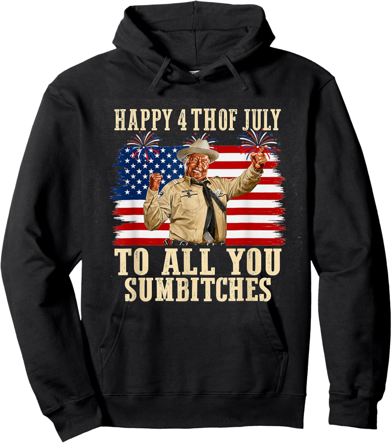 Happy 4th of July to All You Sumbitches Retro Patriotic Hoodie - Hoodie | Black