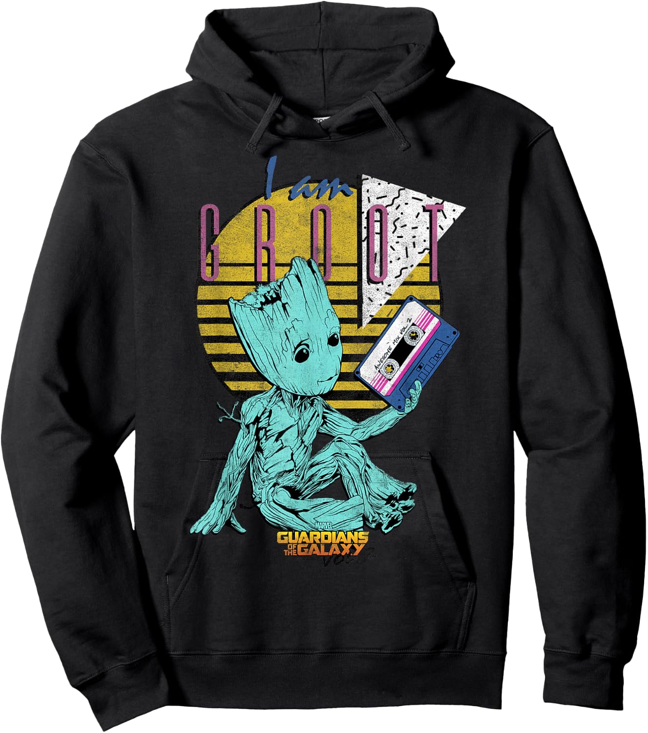 Marvel GOTG Vol. 2 Groot I Am Groot Cassette 90's Portrait Hoodie - Hoodie | Black
