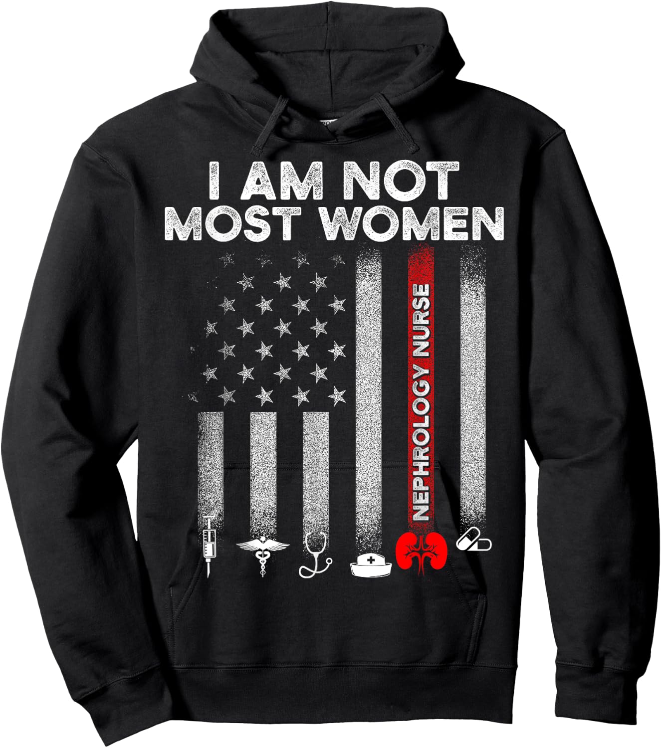 Nephrology Nurse Women USA Flag Dialysis Nursing RN Hoodie - Hoodie | Black