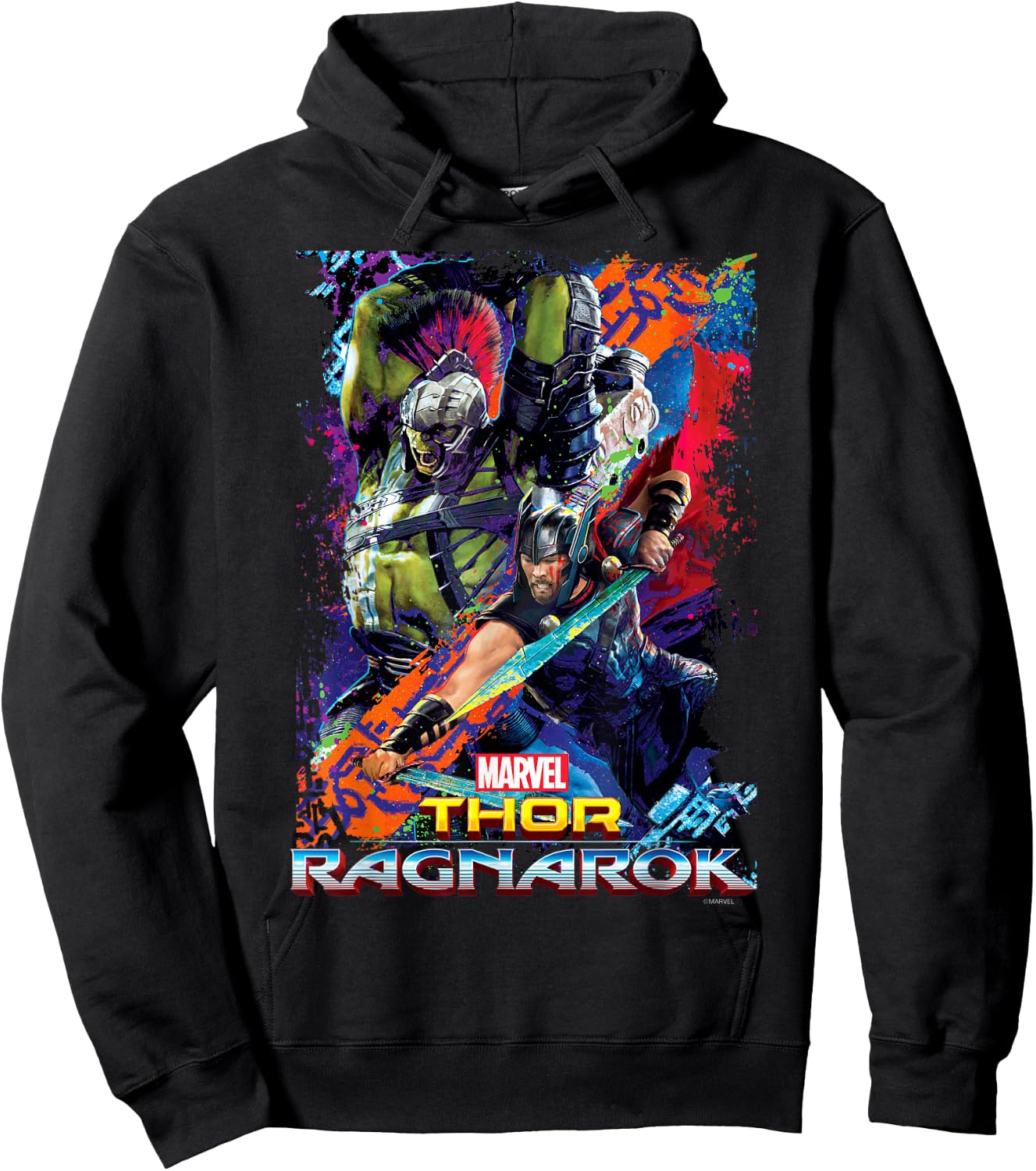 Marvel Thor Ragnarok Hulk Neon Pop Poster Hoodie - Hoodie | Black