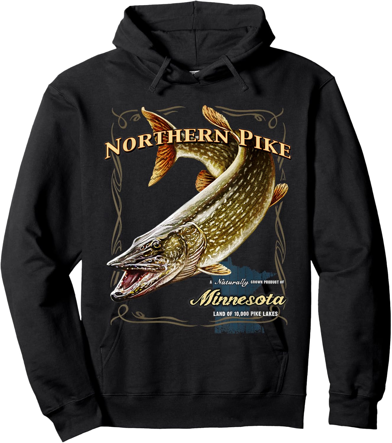 Northern Pike, a Naturally Grown Minnesota Product Hoodie - Hoodie | Black