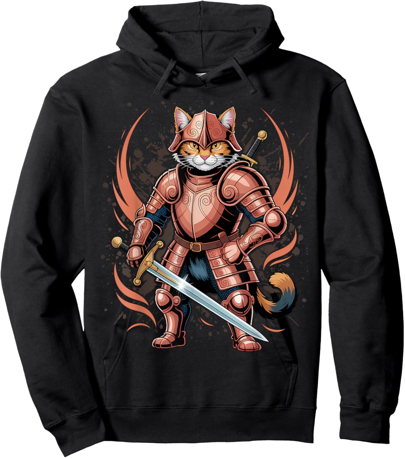 Samurai Warrior Japanese Ninja Cat Kawaii Hoodie - Hoodie | Black