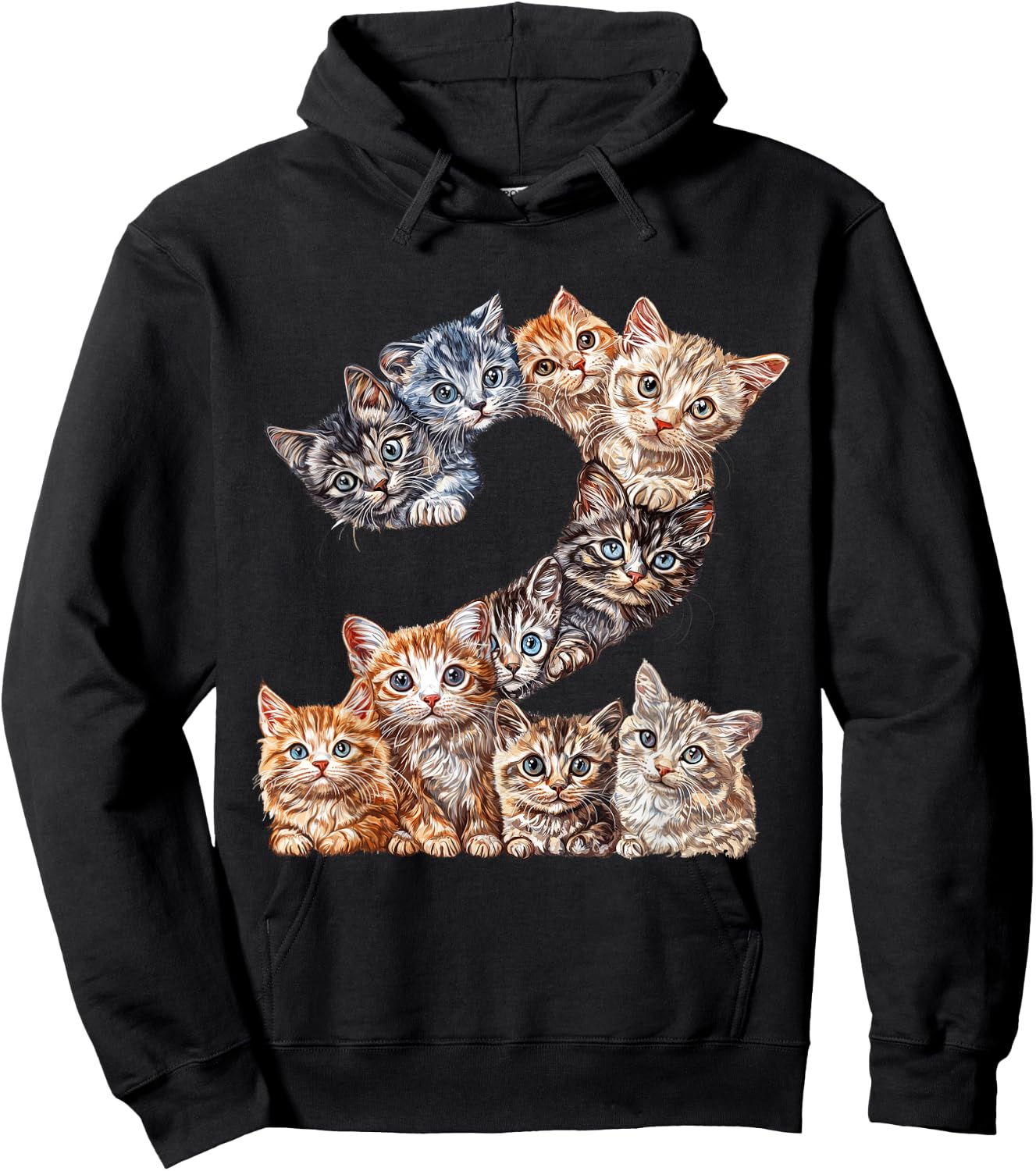 Toddler 2nd Birthday Kittens Cats Themed 2 Year Old Kids Hoodie - Hoodie | Black