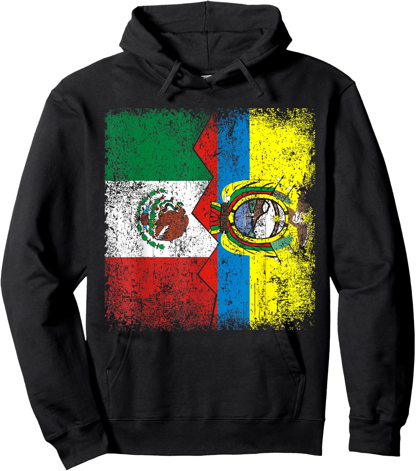 Ecuadorian Roots | Half Mexican Flags | Mexico Ecuador Hoodie - Hoodie | Black