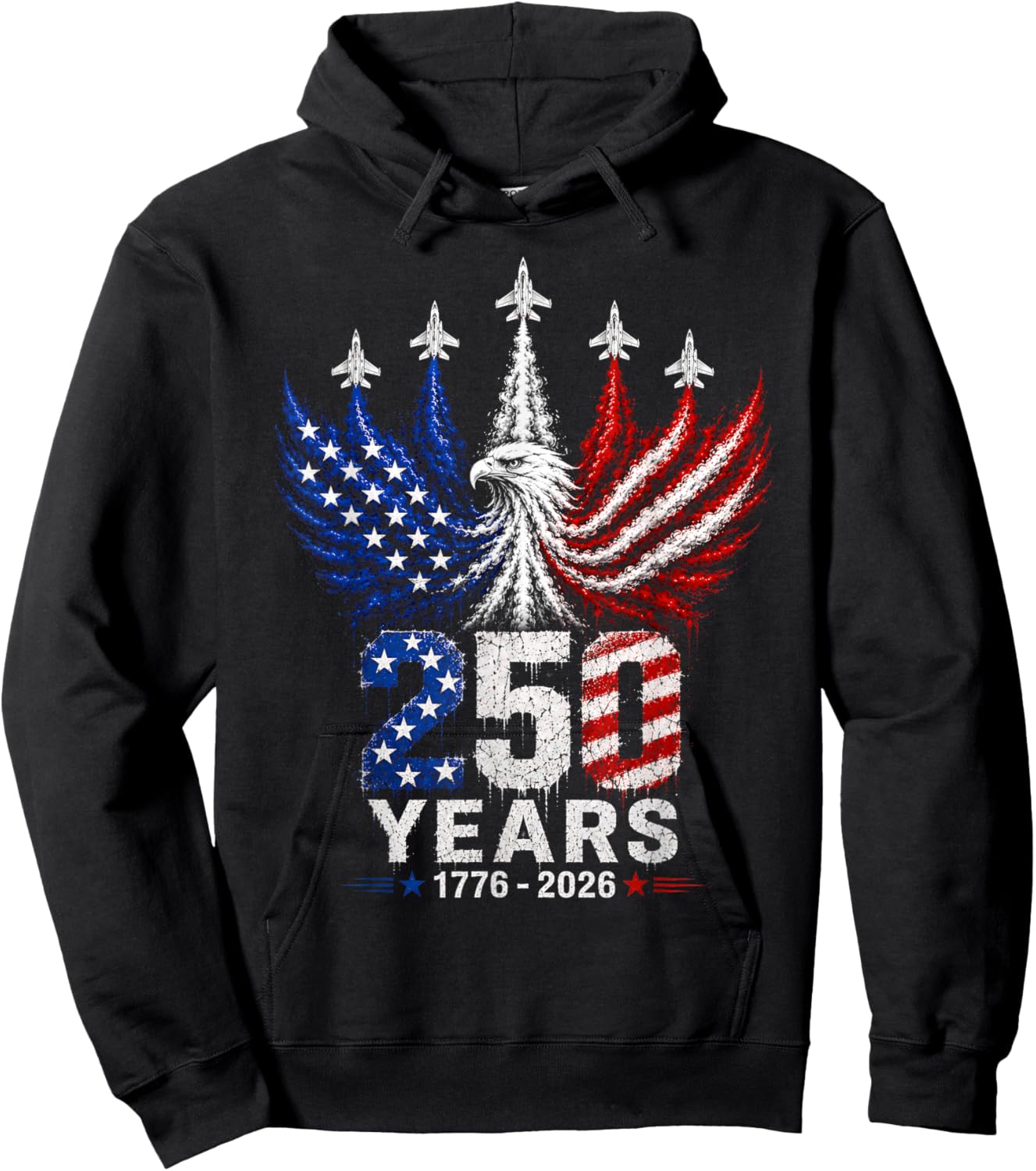 250 Years American 250th USA Patriotic Eagle 4th of July Hoodie - Hoodie | Black