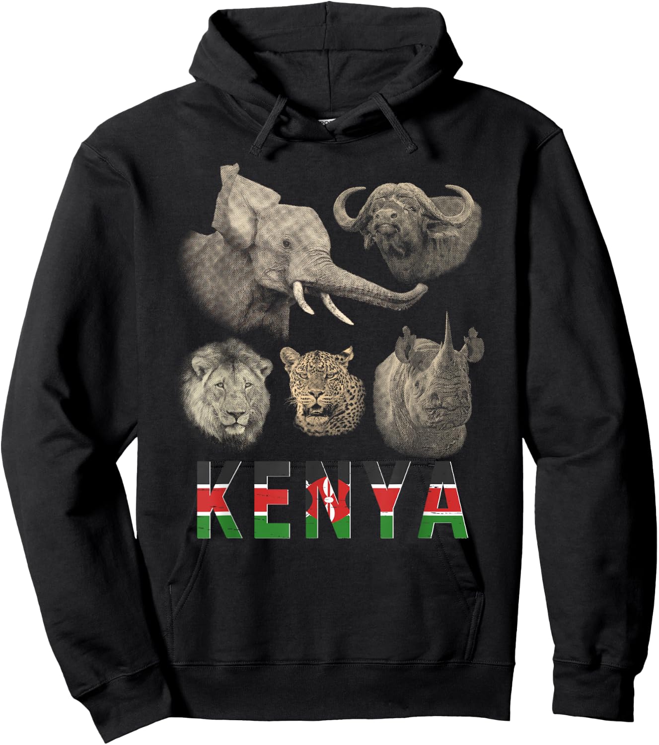 Kenya Big Five Africa Safari Wildlife Hoodie - Hoodie | Black