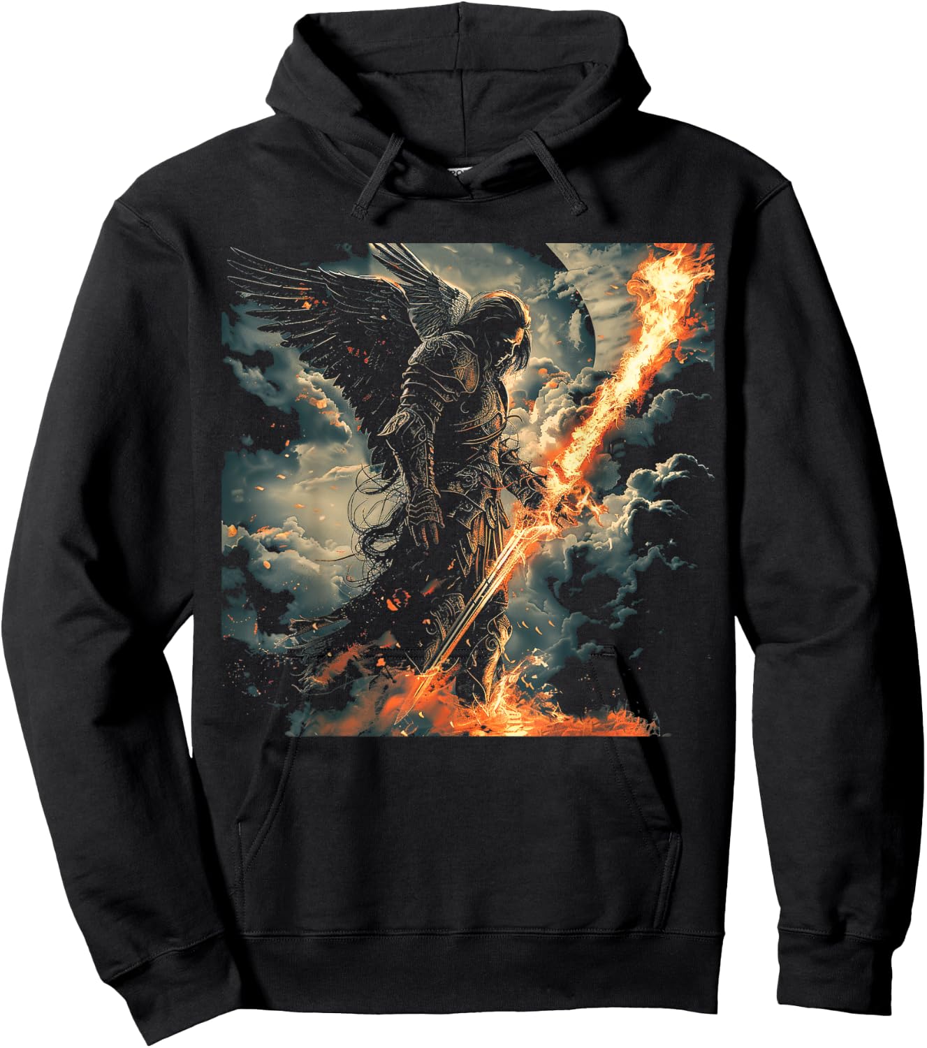 Archangel Michael Flaming Sword Epic Biblical Battle Art Hoodie - Hoodie | Black