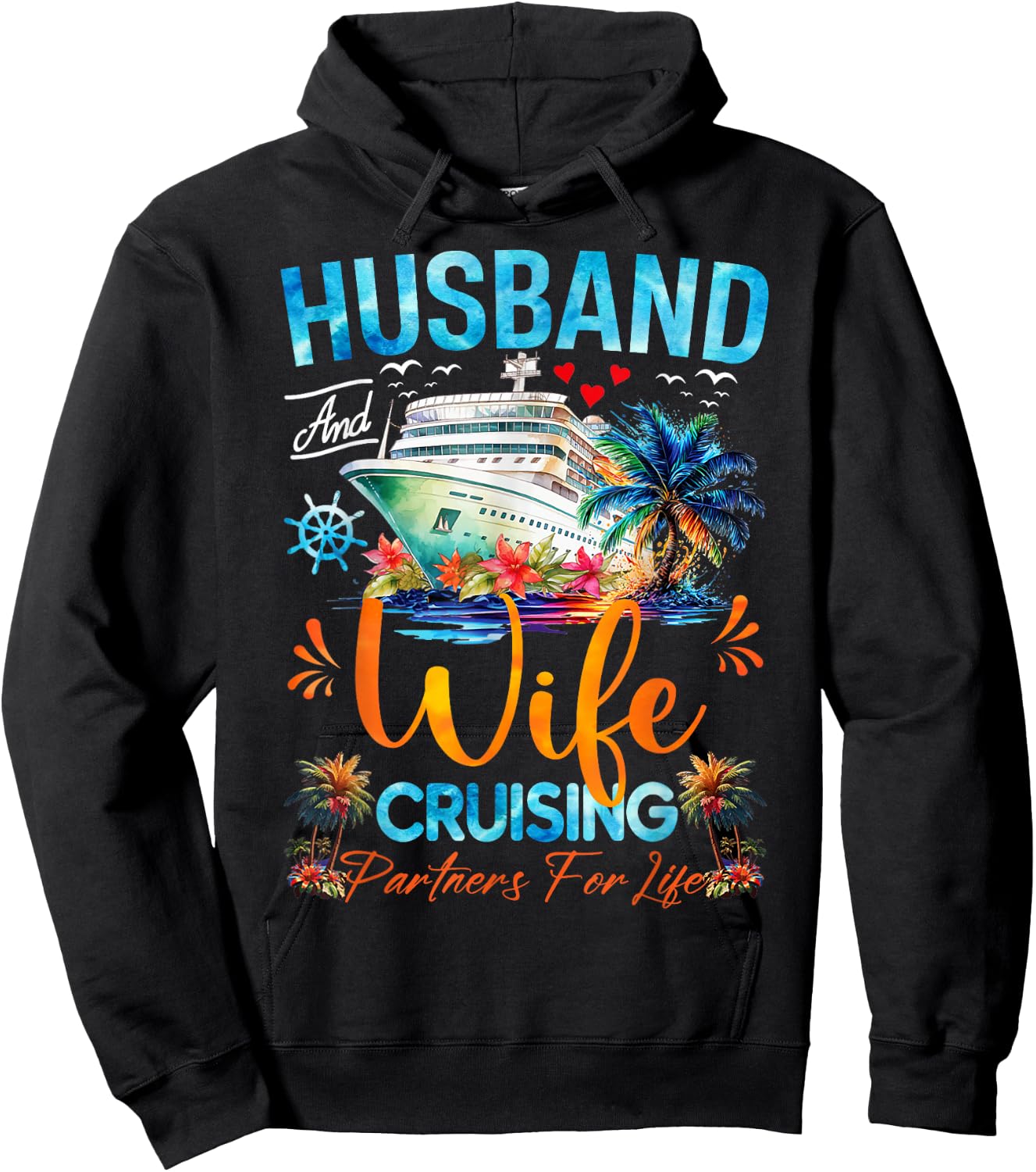 Matching Couple Shirt Husband Wife Cruising 2025 Cruise Hoodie - Hoodie | Black
