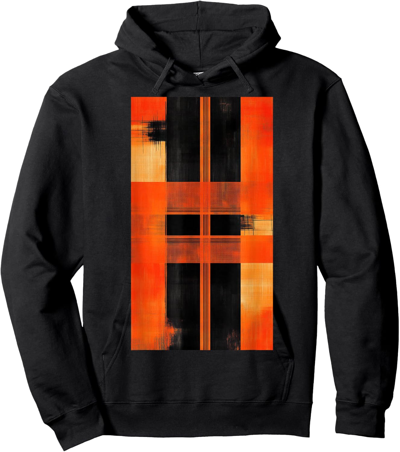 Orange Abstract art Geometric pattern Modern Hoodie - Hoodie | Black