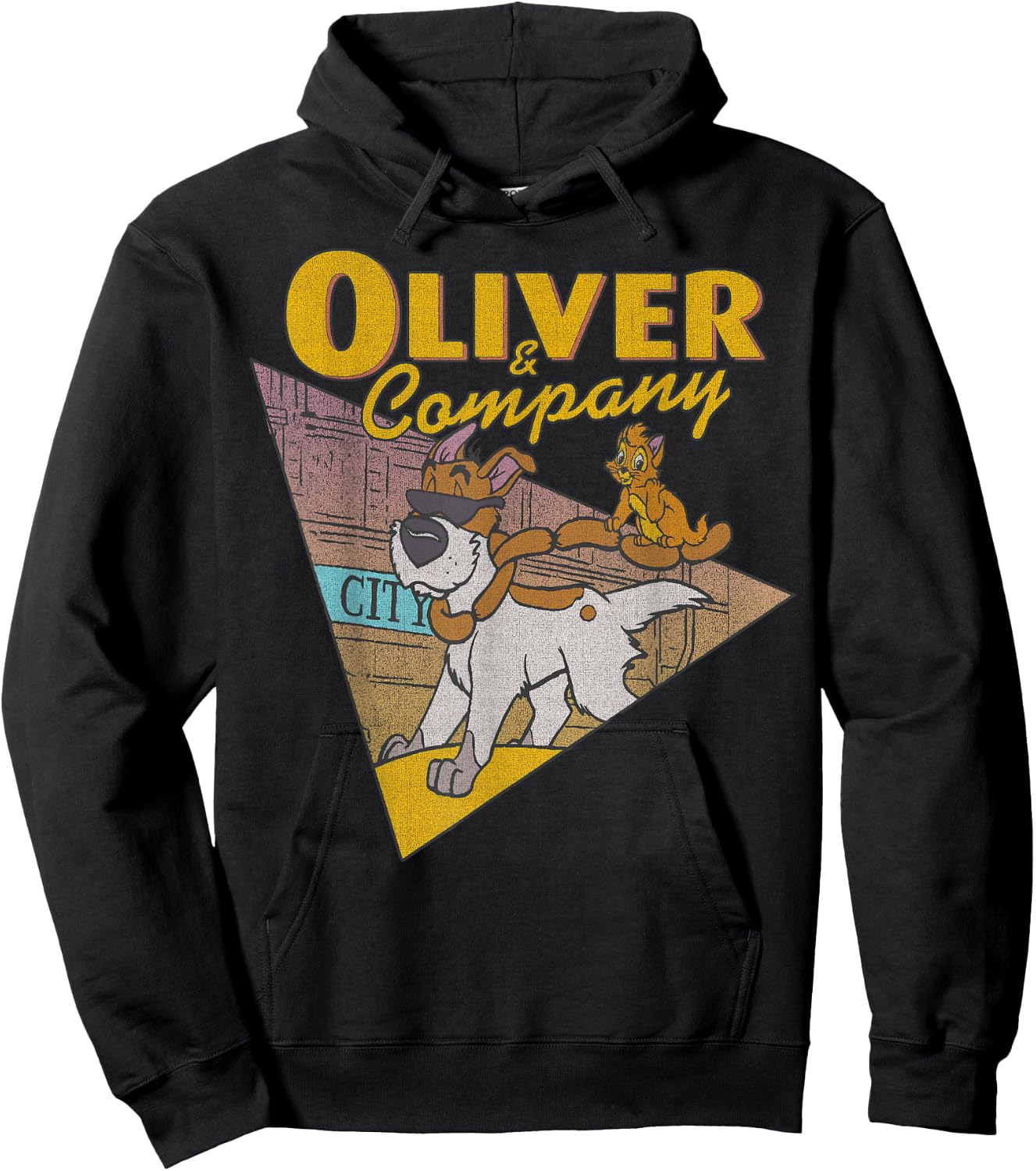 Disney Oliver & Company Cool Dog and Cat Graphic Hoodie - Hoodie | Black