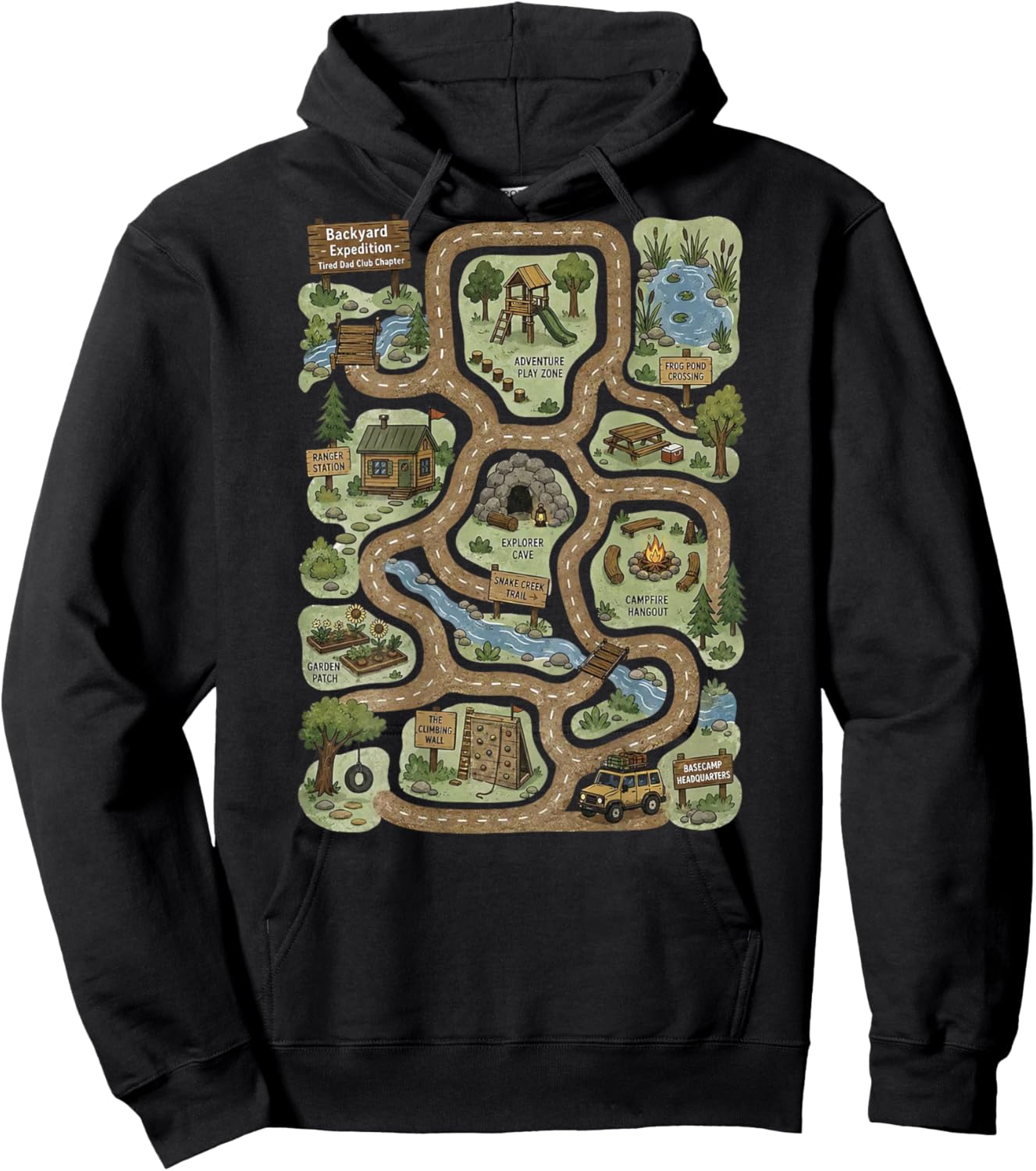 Retro Tired Dad Club Mat Road Car Race Track Fathers Day Hoodie - Hoodie | Black
