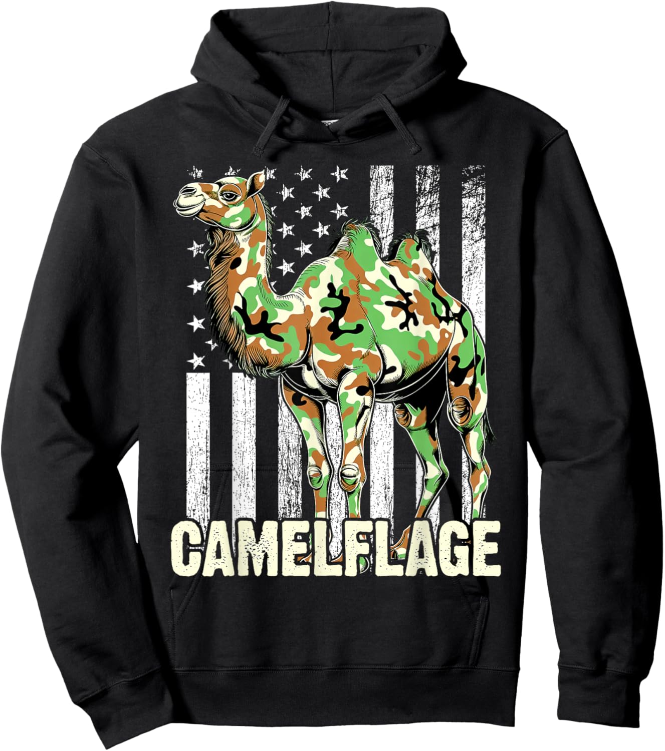 Funny Camel Zoo Animal Pun Camelflage Camo Meme Clothes Hoodie - Hoodie | Black