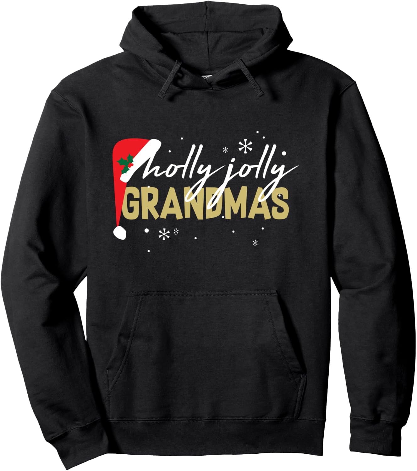Holly Jolly Grandmas Shirt Cute Christmas Holiday Gift Hoodie - Hoodie | Black
