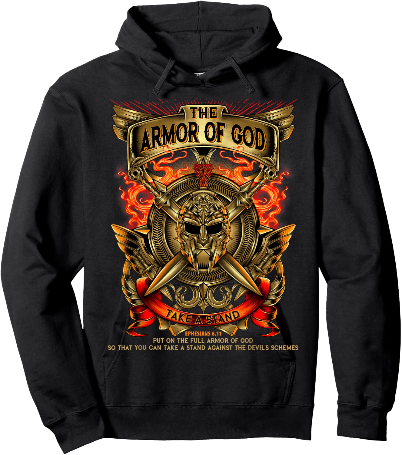 Armor Of God -Warrior Of Christ - Ephesians 6:11 T Shirt Hoodie - Hoodie | Black