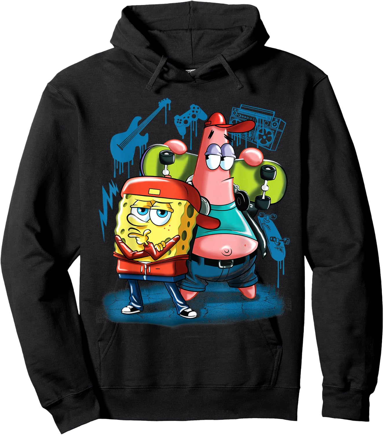 Punk Rock Spongebob With Patrick Star Hoodie - Hoodie | Black