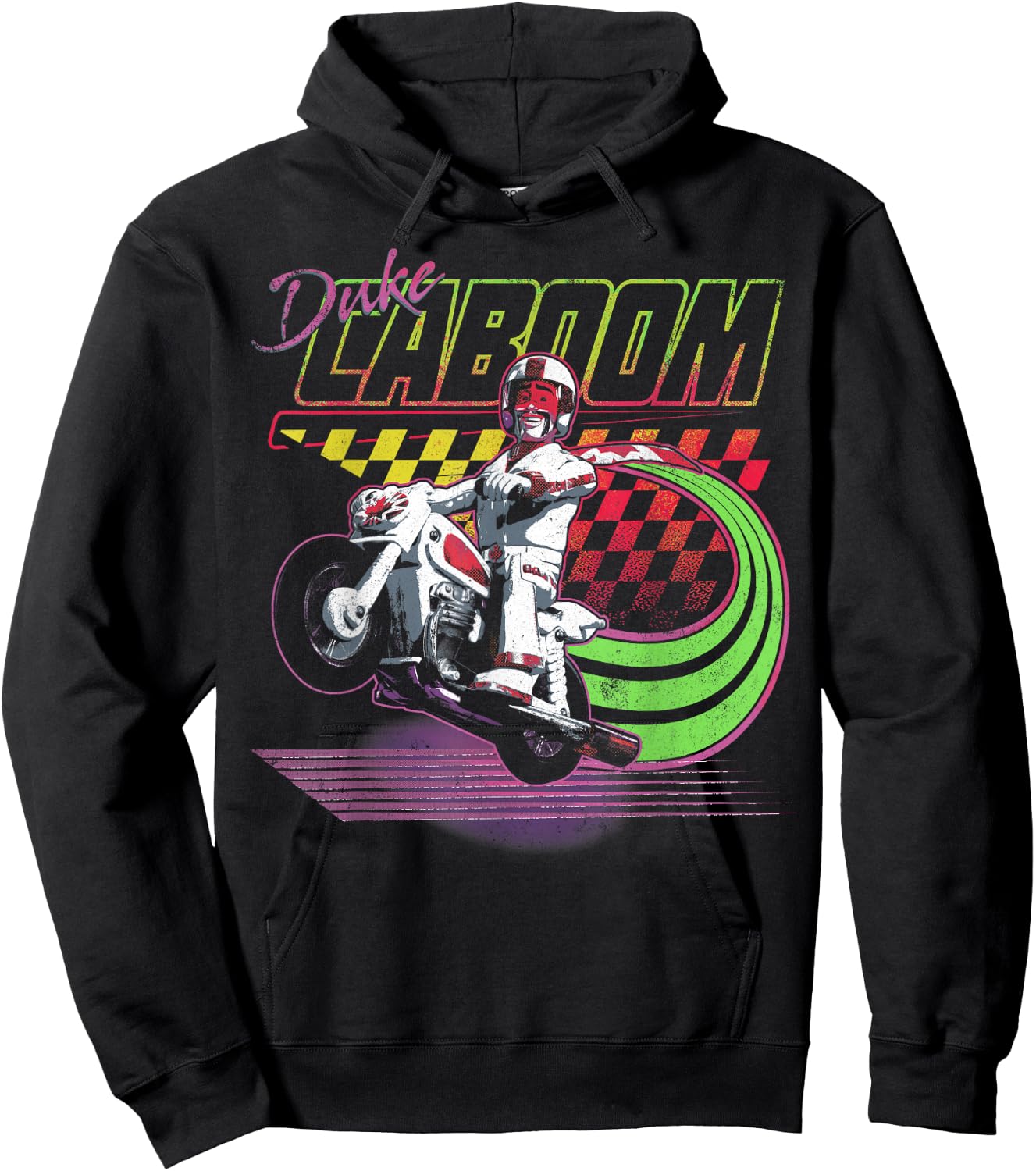 Disney Pixar Toy Story 4 Duke Caboom Neon Colors Poster Hoodie - Hoodie | Black