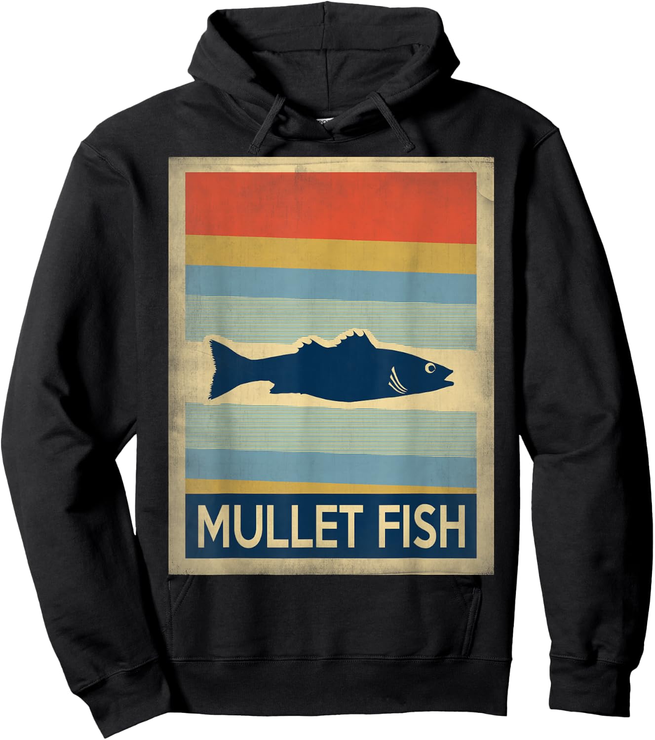 Vintage style mullet fish Hoodie - Hoodie | Black