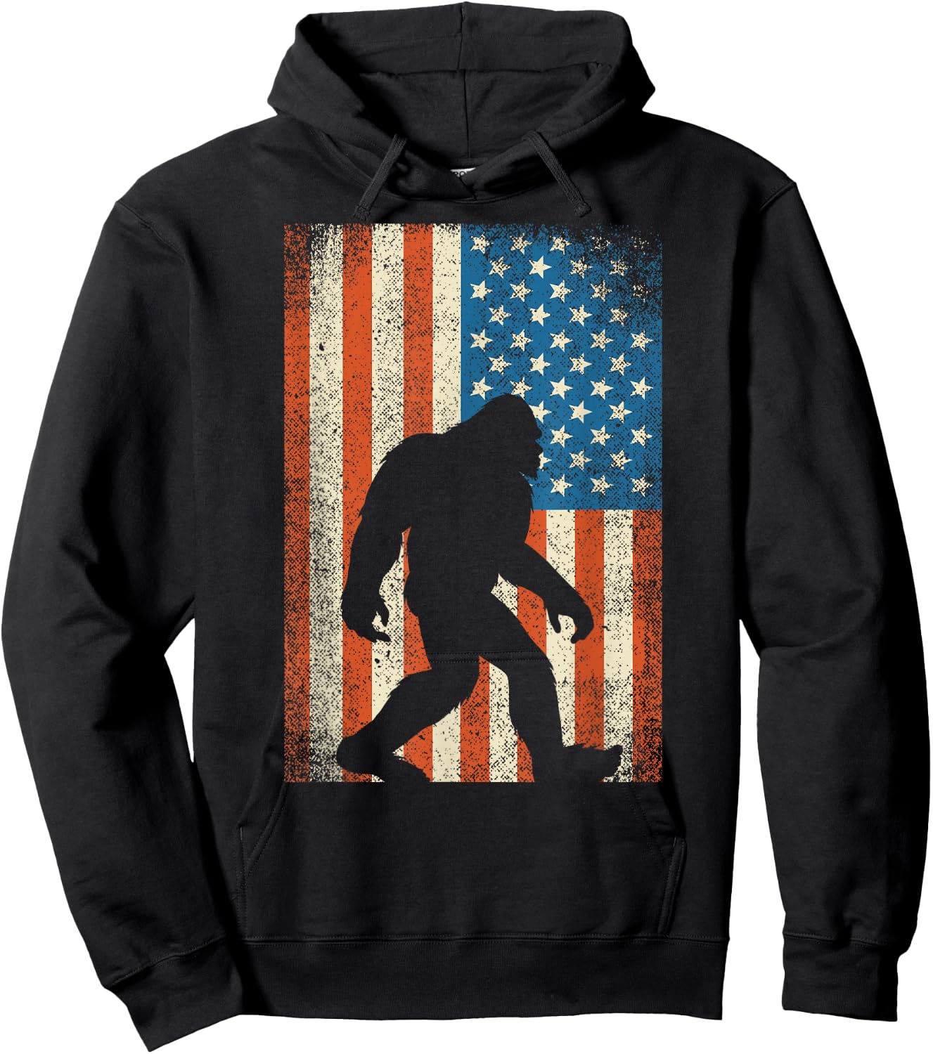 Bigfoot Sasquatch I Believe Patriot American Flag USA Hoodie - Hoodie | Black