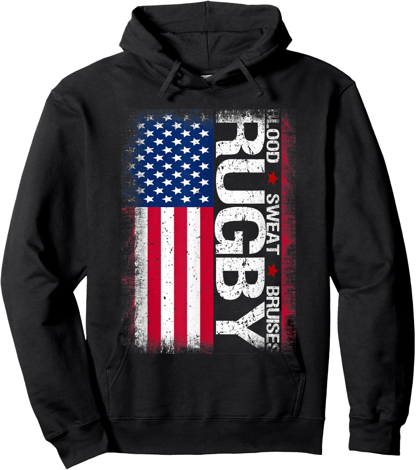 USA Rugby American Flag Distressed Rugby 4th of July Gift Small Hoodie - Hoodie | Black