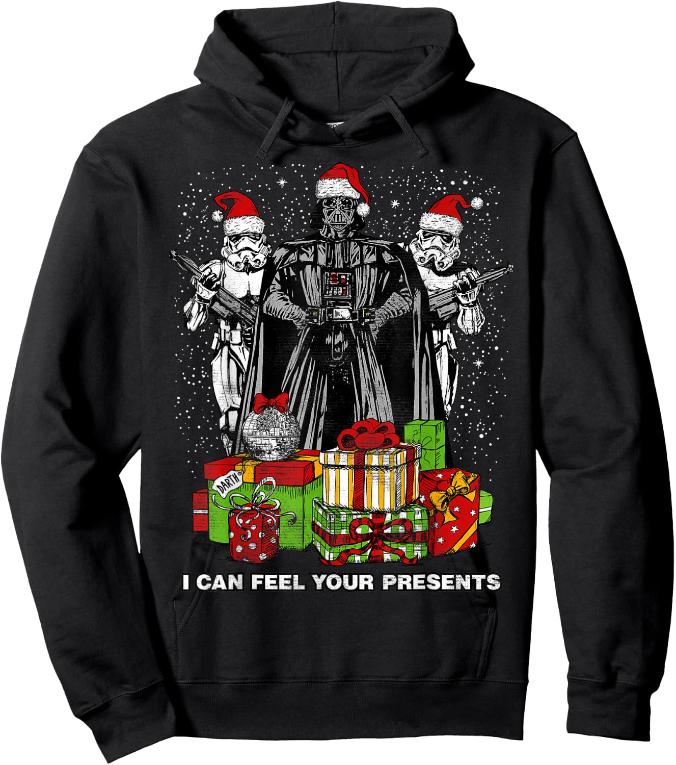 Star Wars Christmas Darth Vader Stormtroopers Feel Presents Hoodie - Hoodie | Black
