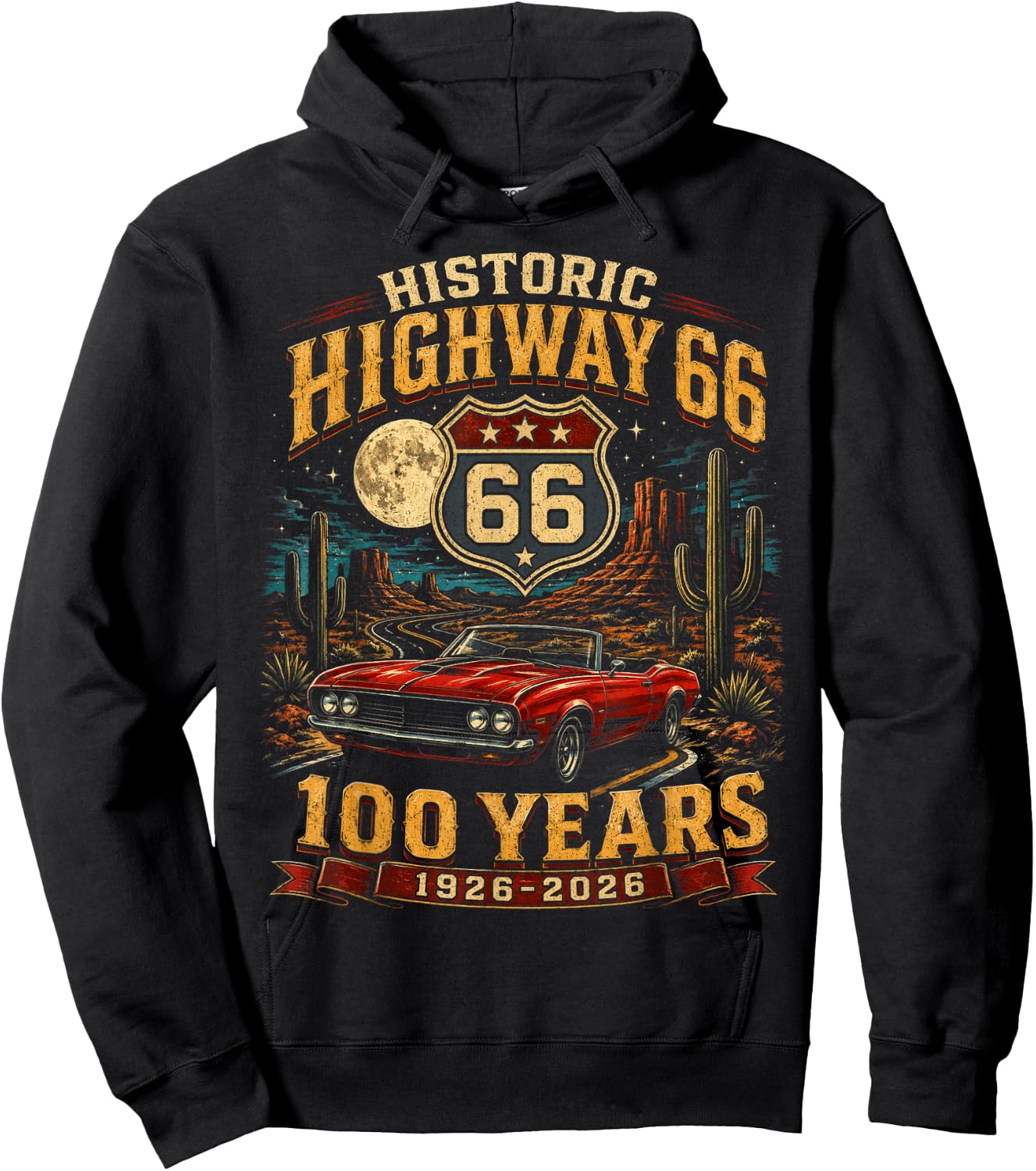 Vintage Highway 66 100 Year Centennial Anniversary Souvenir Hoodie - Hoodie | Black