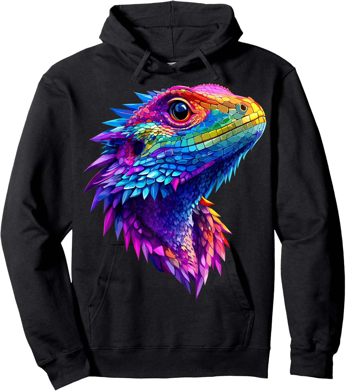 Colorful Bearded Dragon Face Reptile Animal Lover Black Hoodie - Hoodie | Black