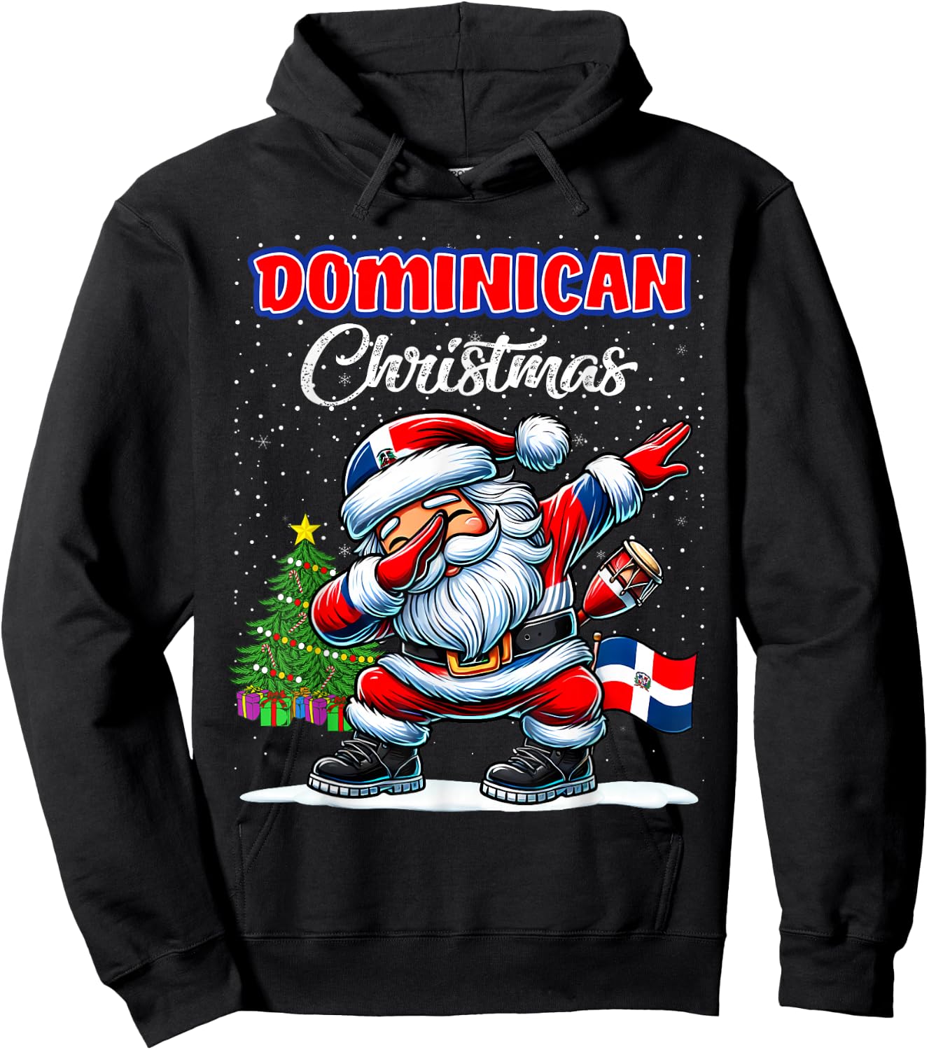 Dominican Republic Dabbing Santa Christmas Dominican Hoodie - Hoodie | Black