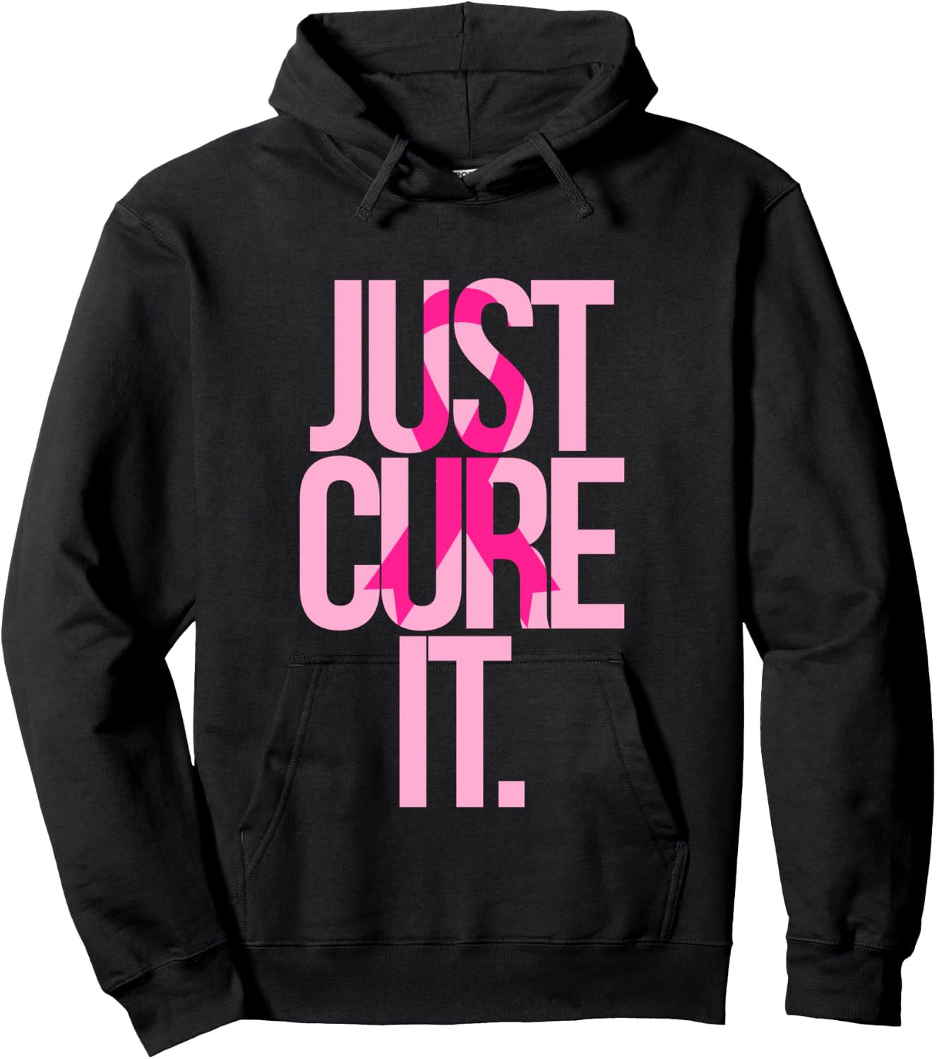 Breast Cancer Just Cure It Awareness Gift Shirt Pink Ribbon Hoodie - Hoodie | Black