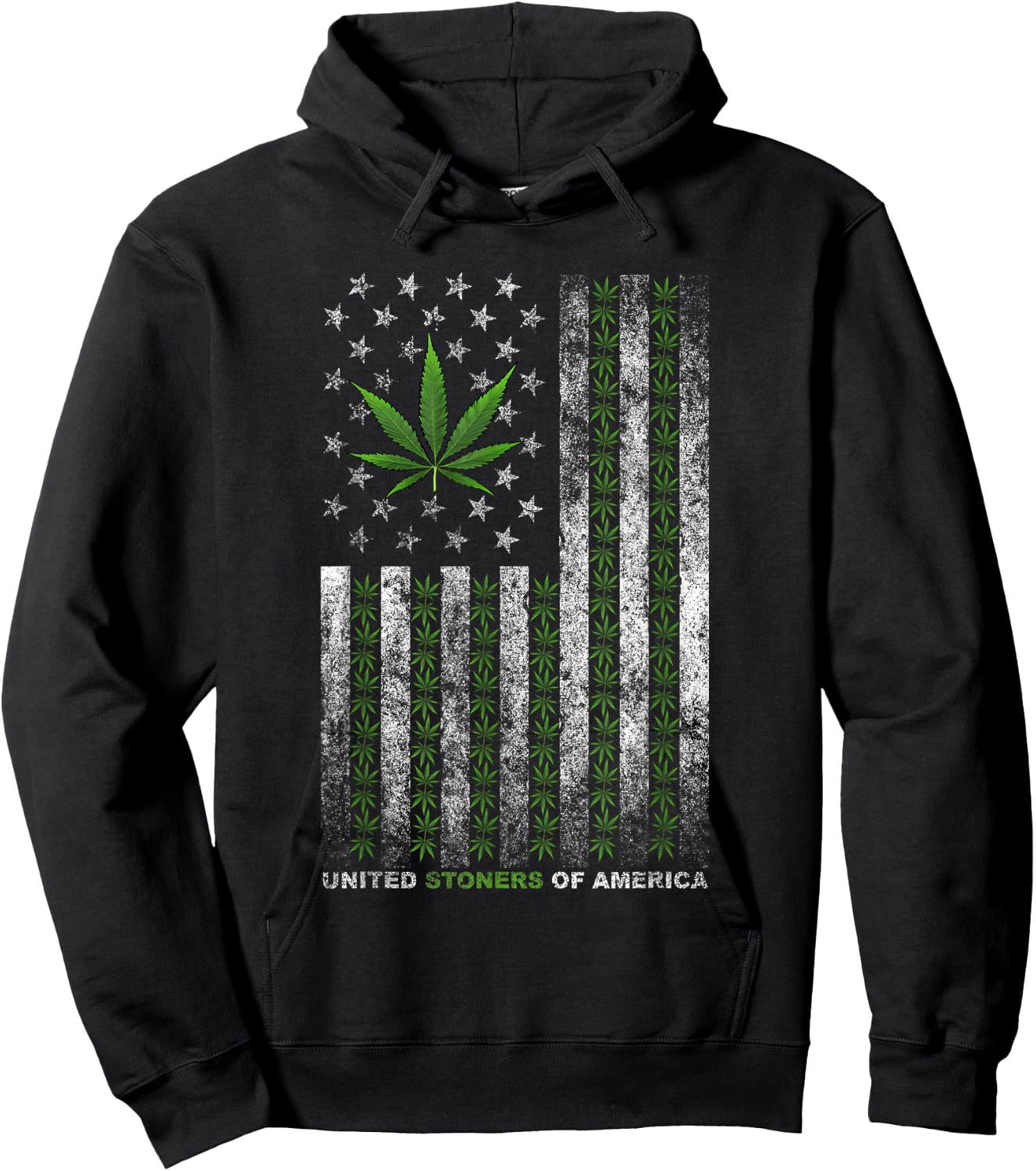 USA Flag Marijuana Leaf flag Weed United Stoners Of America Hoodie - Hoodie | Black