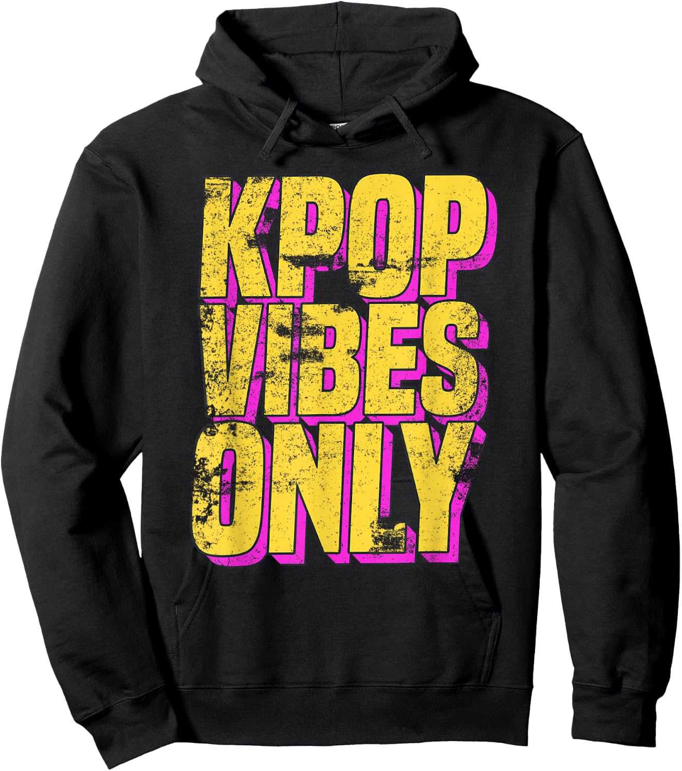 K-Pop Vibes Only - K-Pop Merchandise Shirt Distressed Hoodie - Hoodie | Black