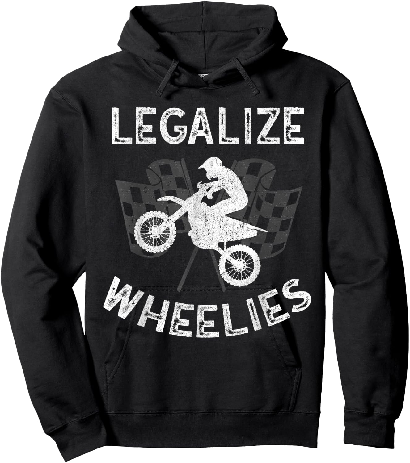Legalize Wheelies Motorcycle Dirt Bike Motorsports Hoodie - Hoodie | Black