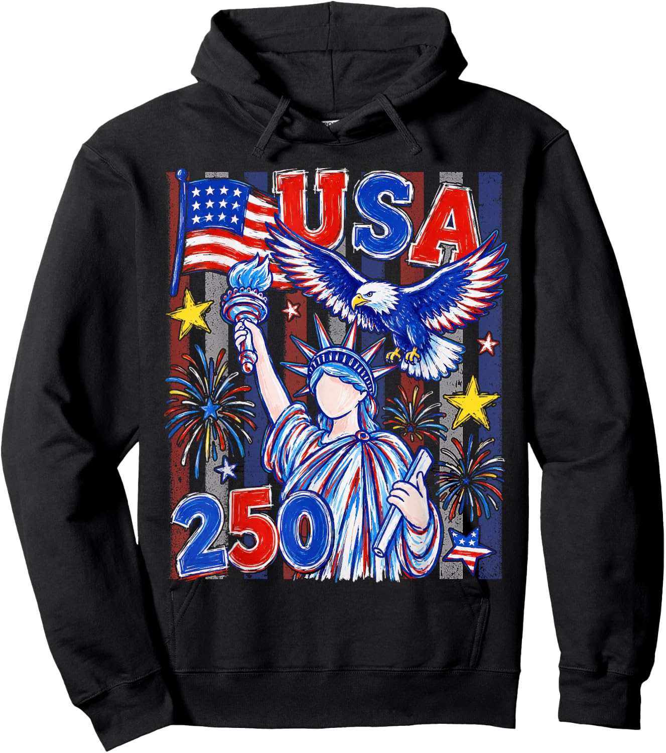 America Retro 250 Years 250th Anniversary USA 1776 2026 Hoodie - Hoodie | Black