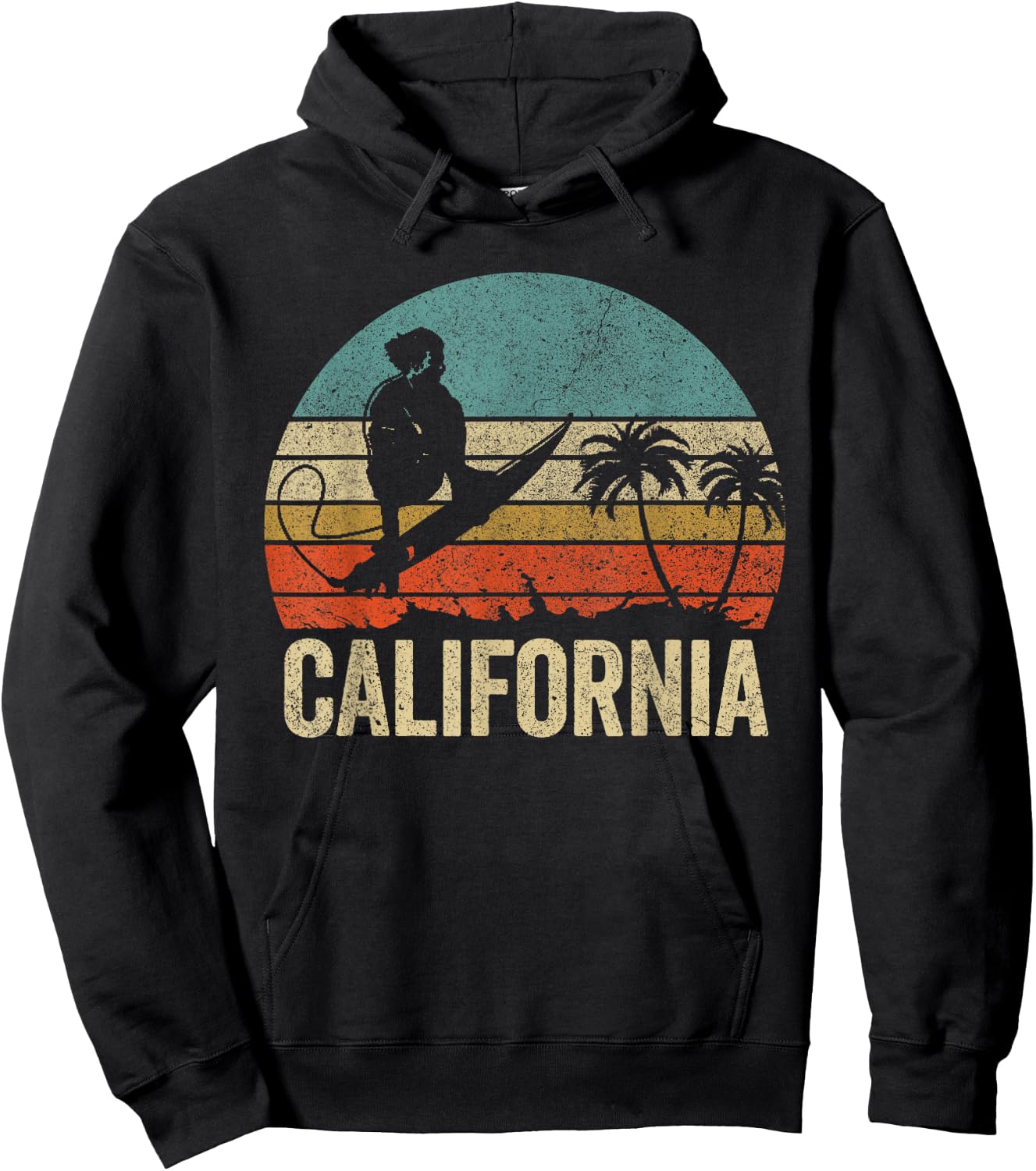 California Surf CA Vintage Retro Men Women Kid Surfer Sunset Hoodie - Hoodie | Black