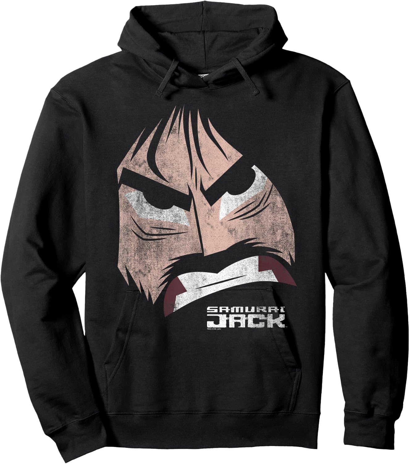 Samurai Jack Fierce Face Oversized Portrait Cartoon Hoodie - Hoodie | Black