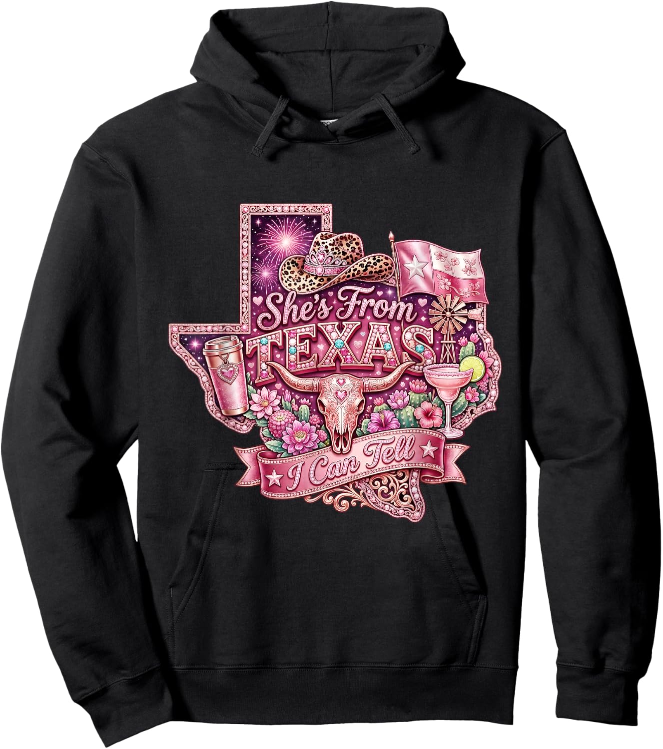 She's from Texas I Can Tell Choosing Texas State Girl Hoodie - Hoodie | Black