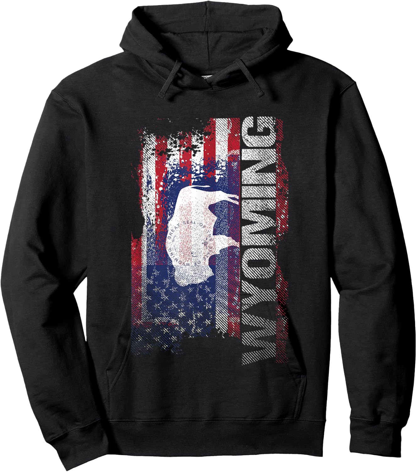 Wyoming State USA Flag Souvenir Gift Hoodie - Hoodie | Black