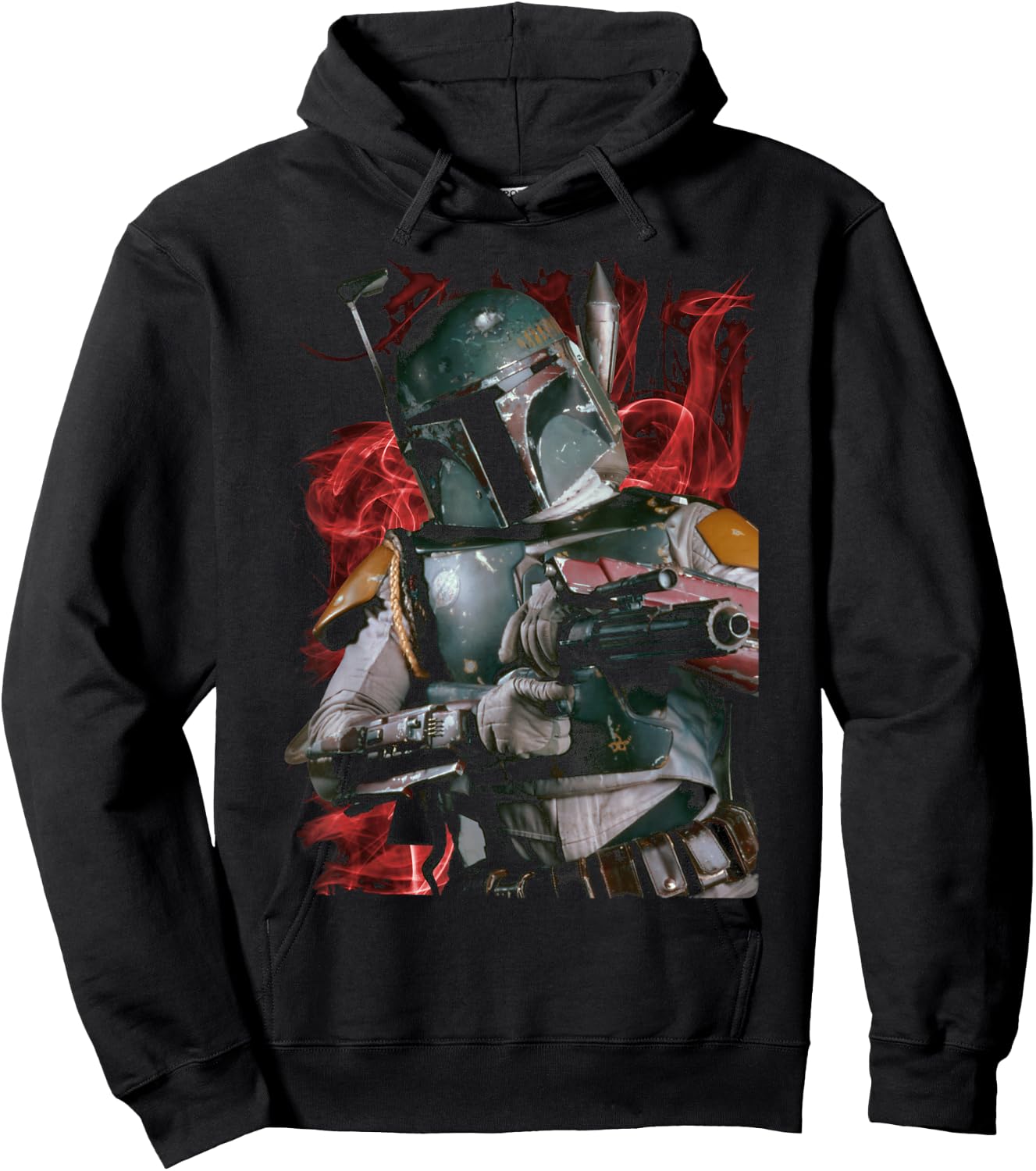 Star Wars Boba Fett Bounty Hunter Smoke Flame Hoodie - Hoodie | Black
